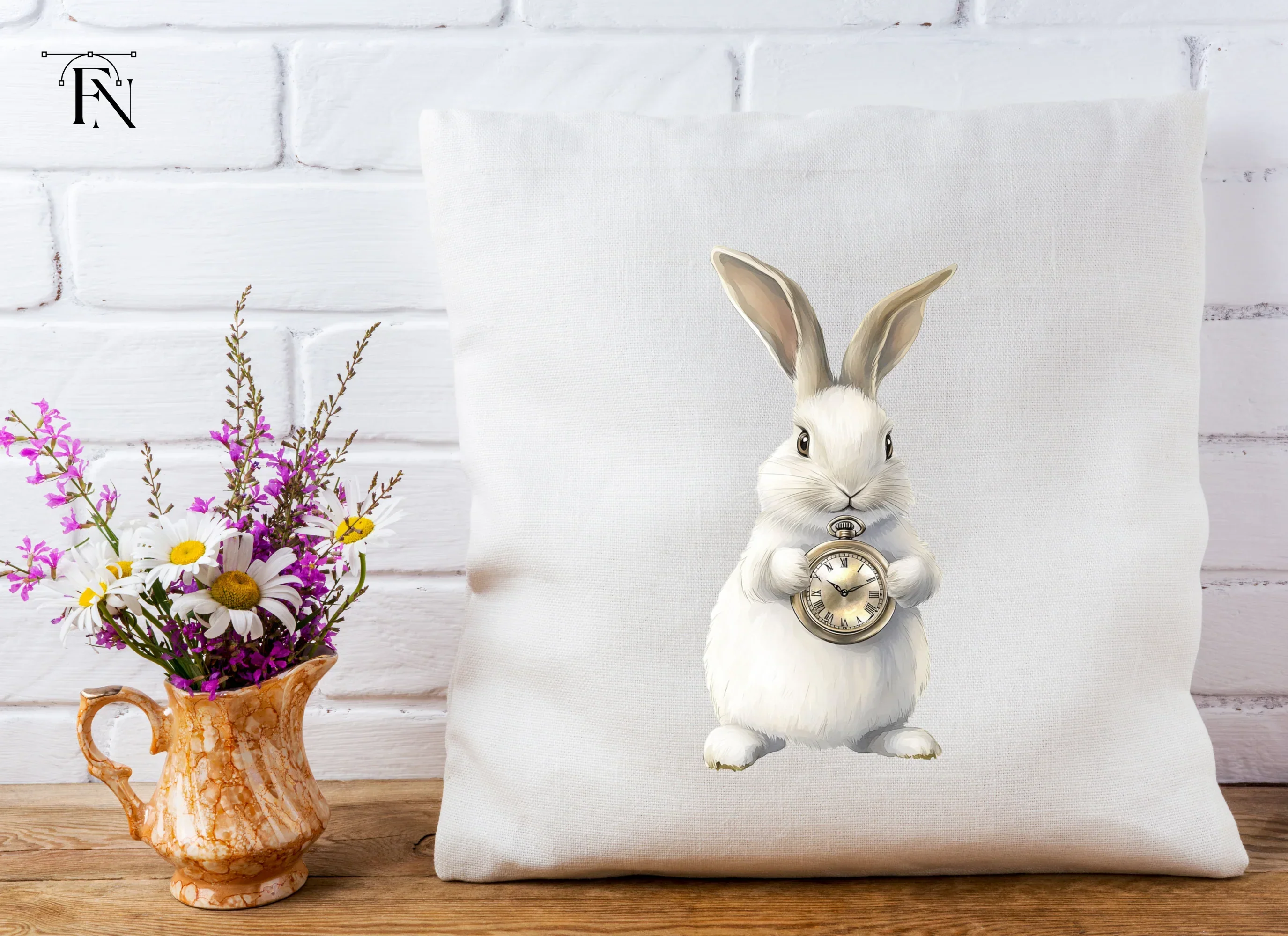 White Rabbit with Pocket Watch Clipart Bundle - Image 5