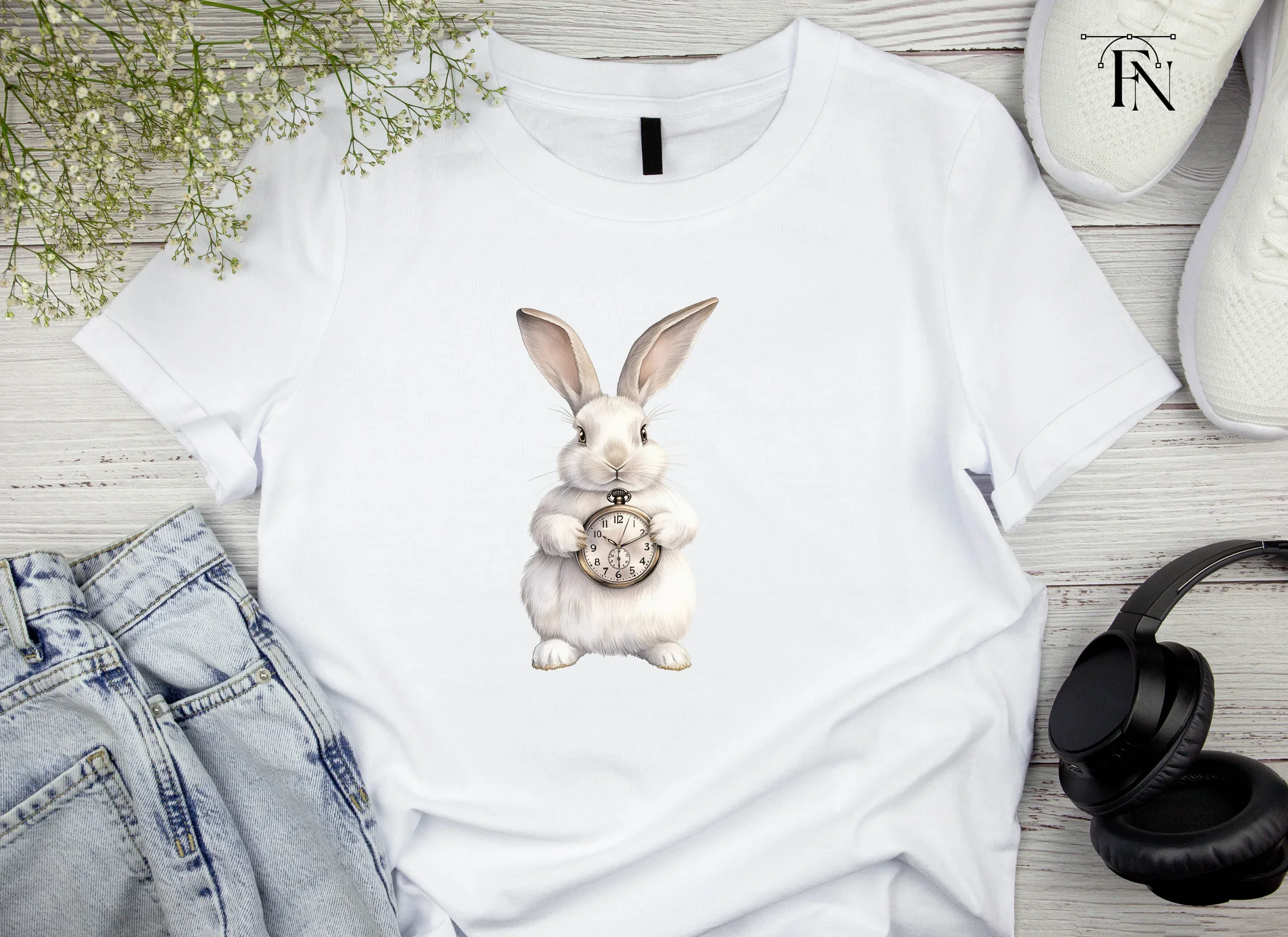 White Rabbit with Pocket Watch Clipart Bundle - Image 6