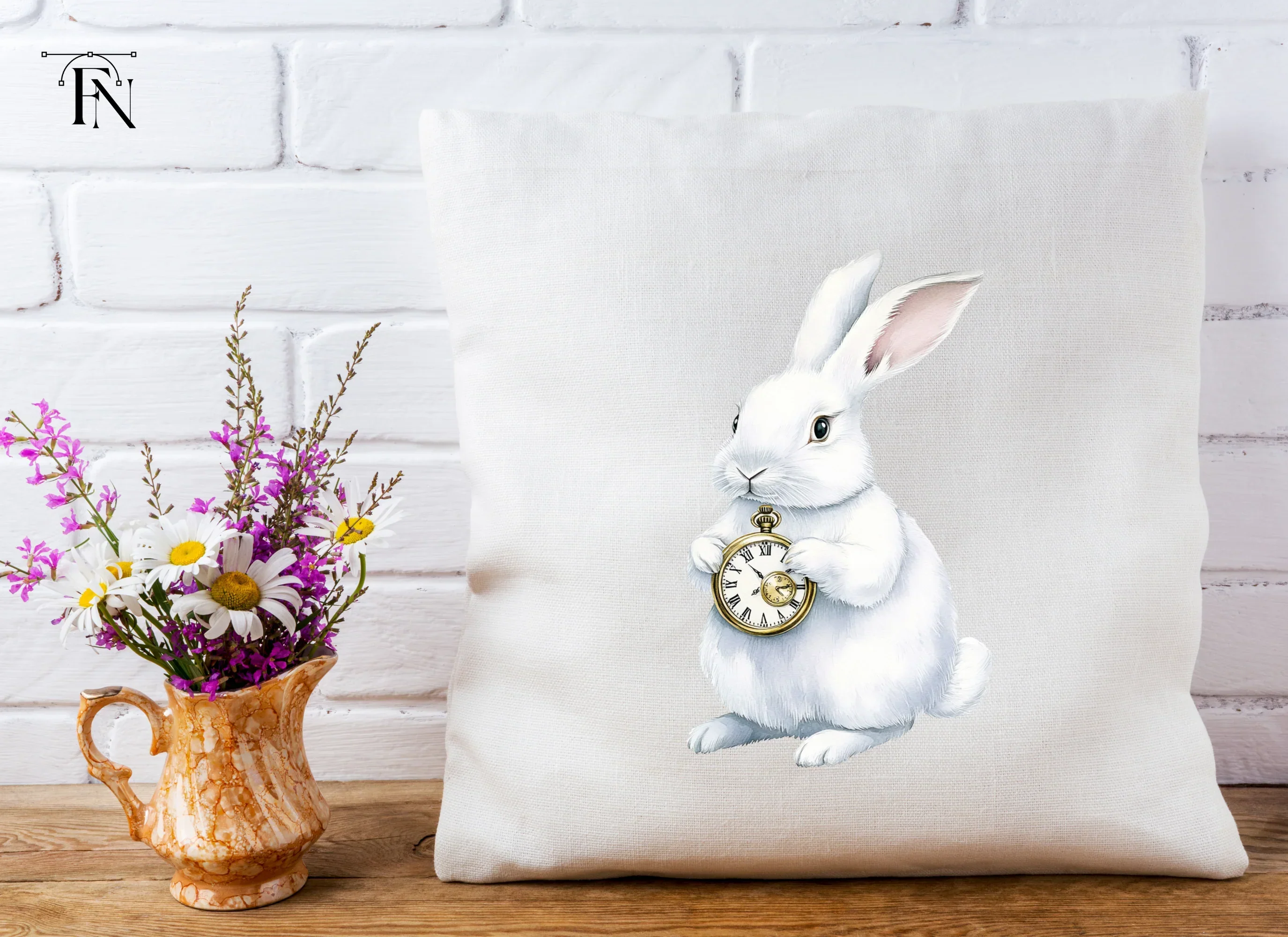 White Rabbit with Pocket Watch Clipart Bundle - Image 4