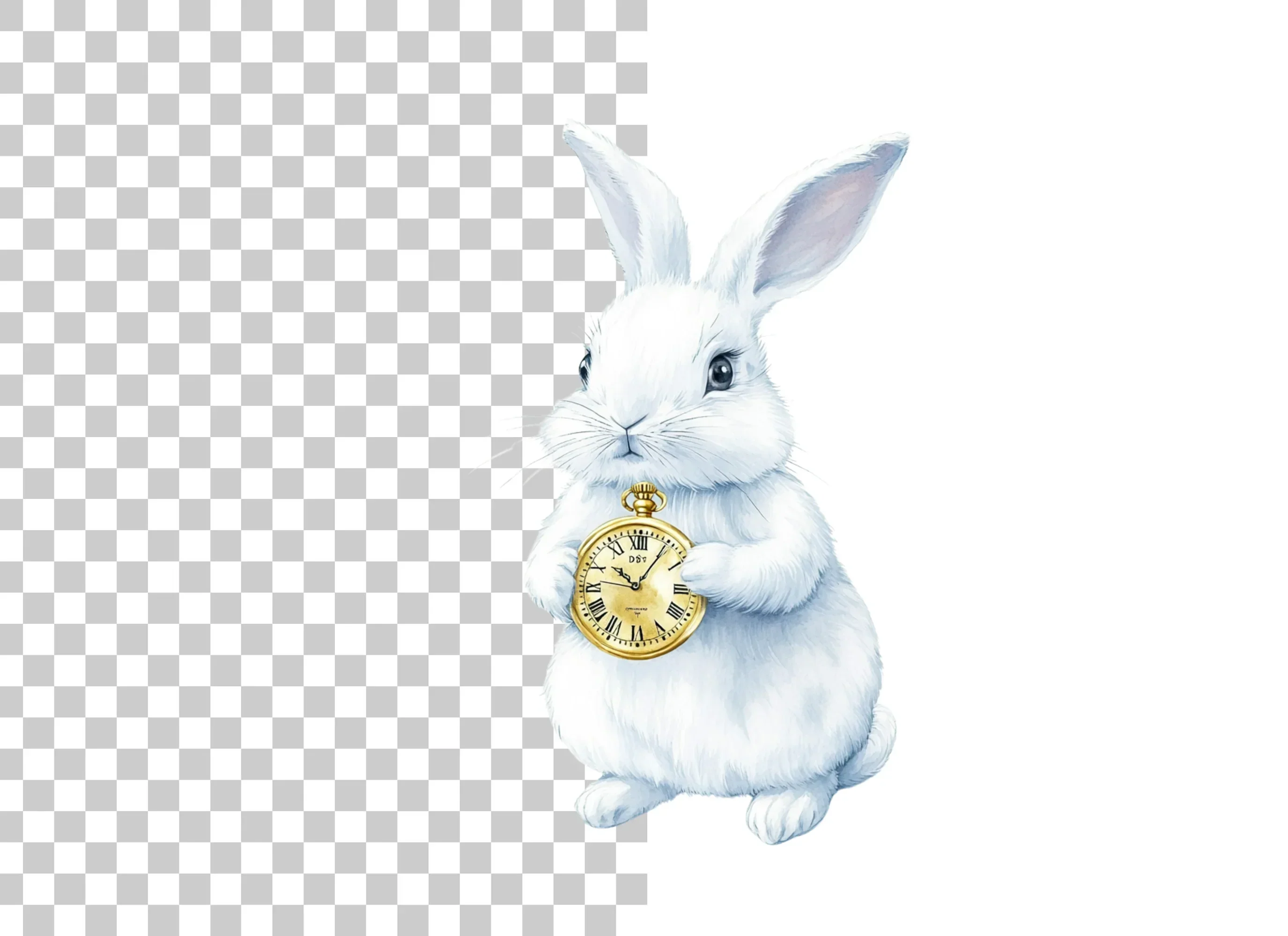 White Rabbit with Pocket Watch Clipart Bundle - Image 6