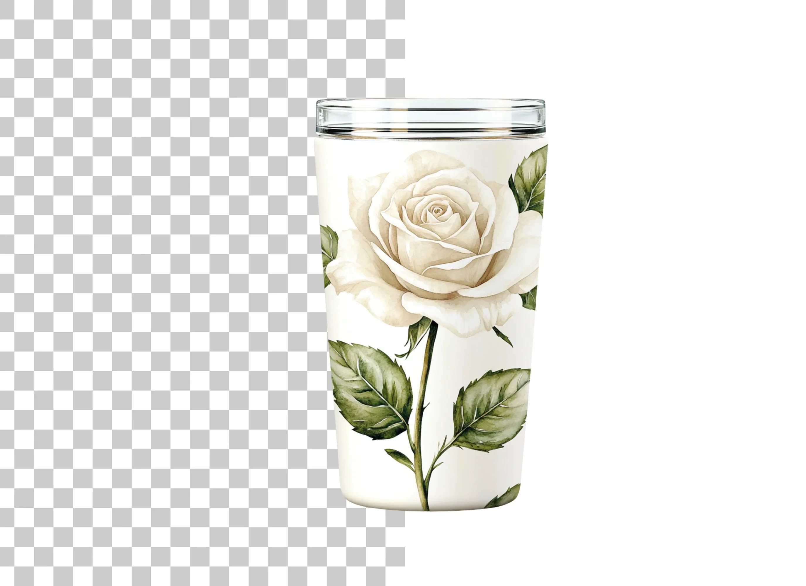 White Rose Tumbler Clipart Bundle - Image 6