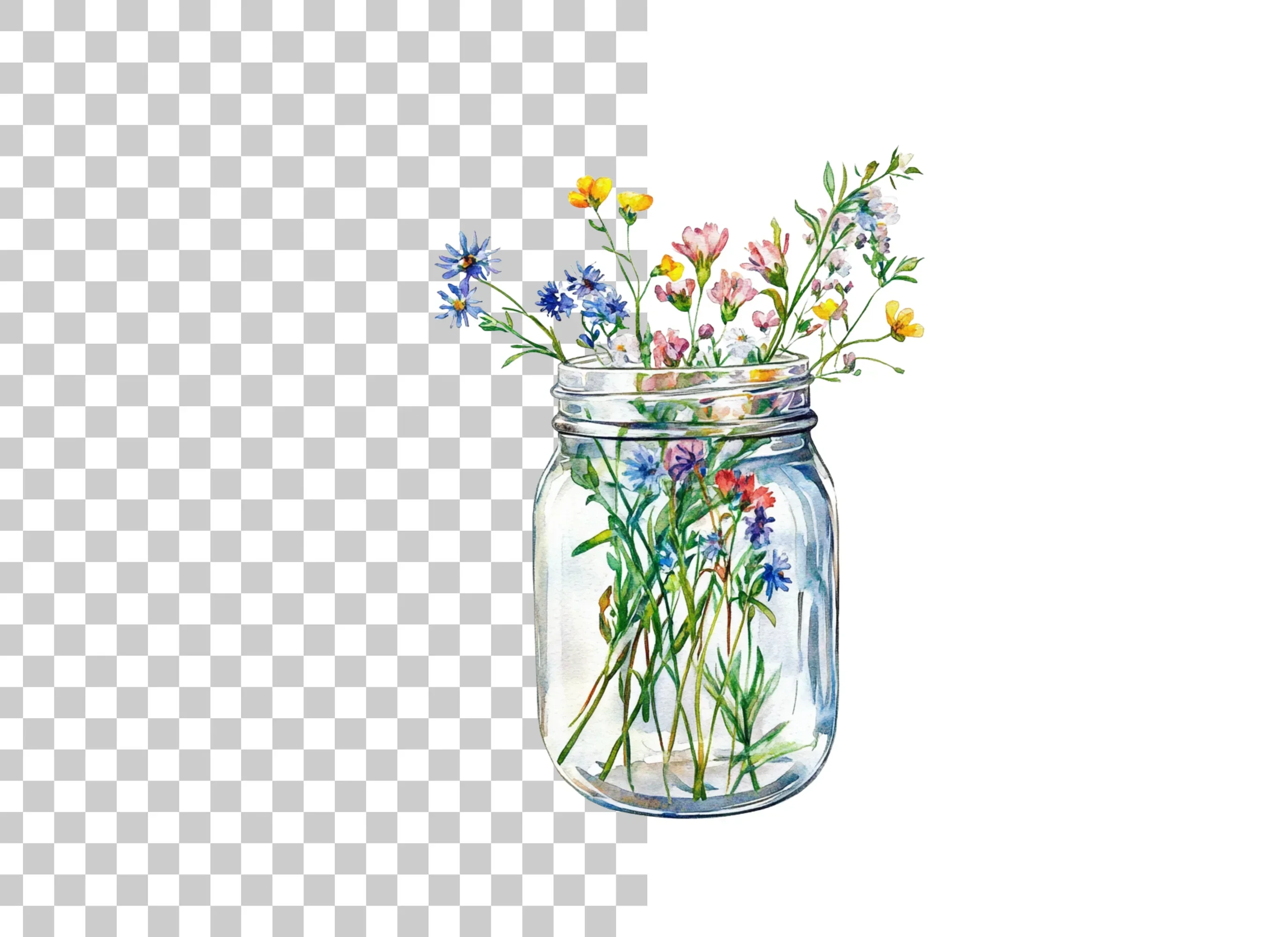 Wildflower Mason Jar Clipart Bundle - Image 2