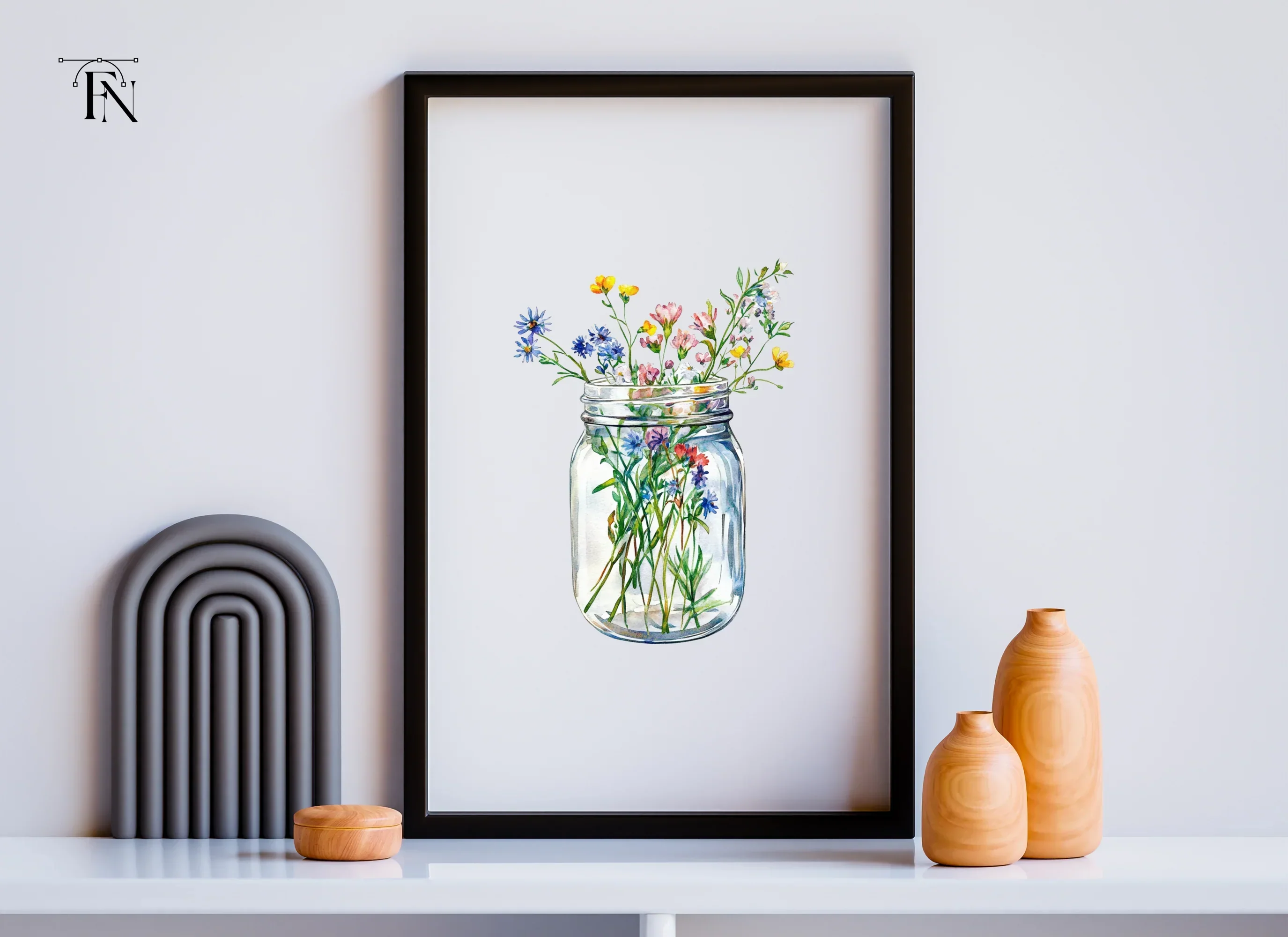 Wildflower Mason Jar Clipart Bundle - Image 3