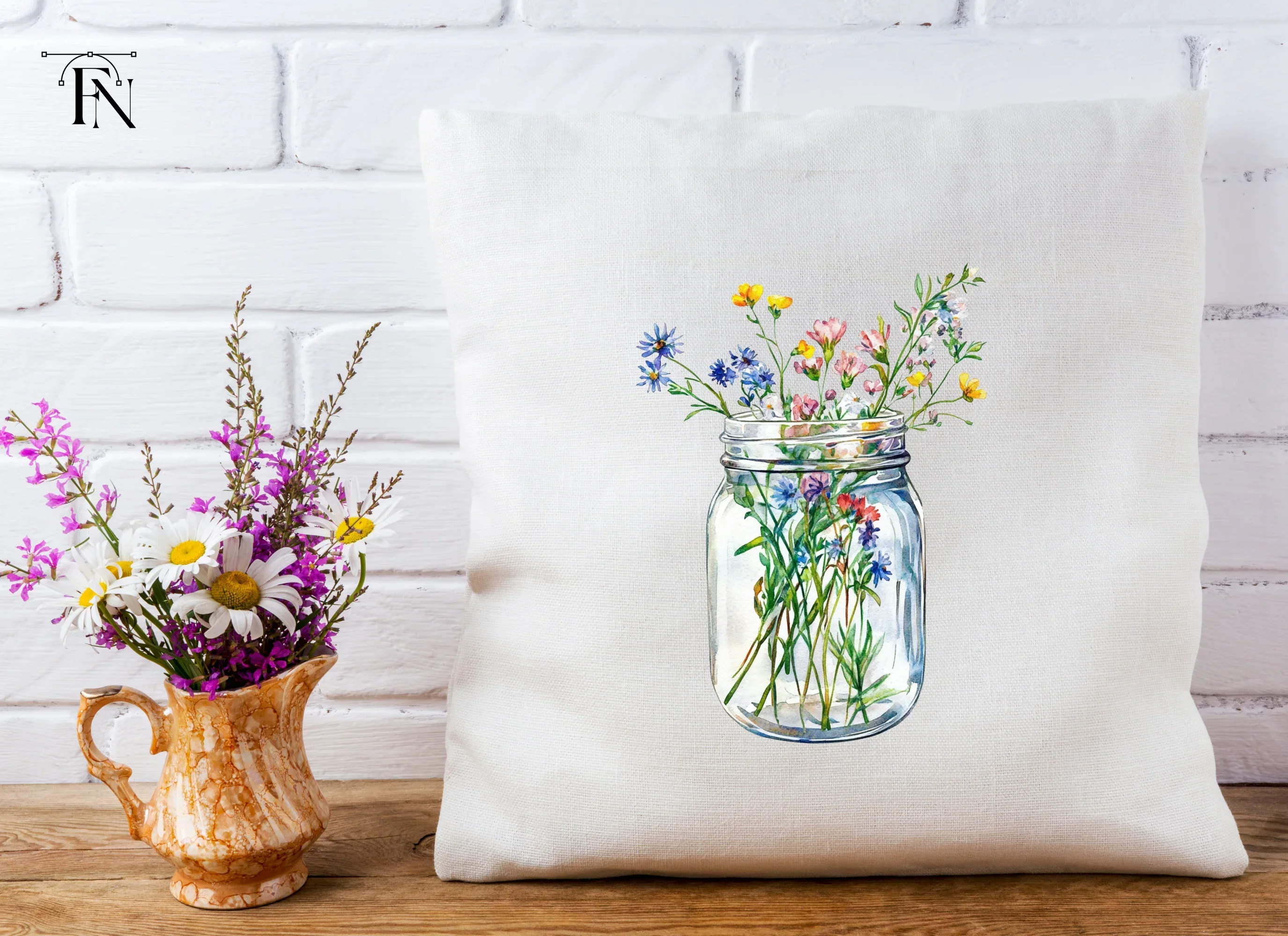 Wildflower Mason Jar Clipart Bundle - Image 4