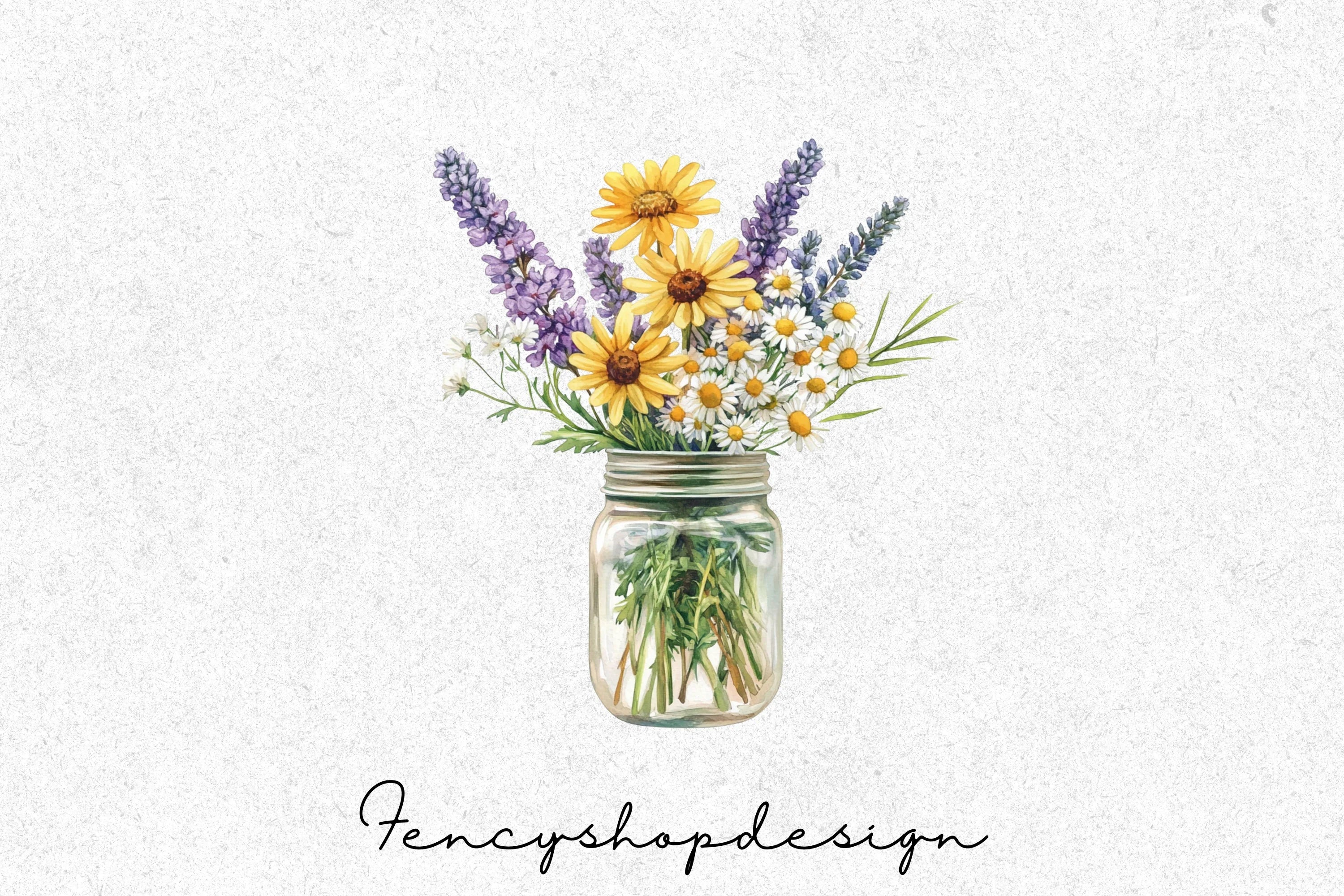Wildflowers in Jars Clipart Bundle - Image 3