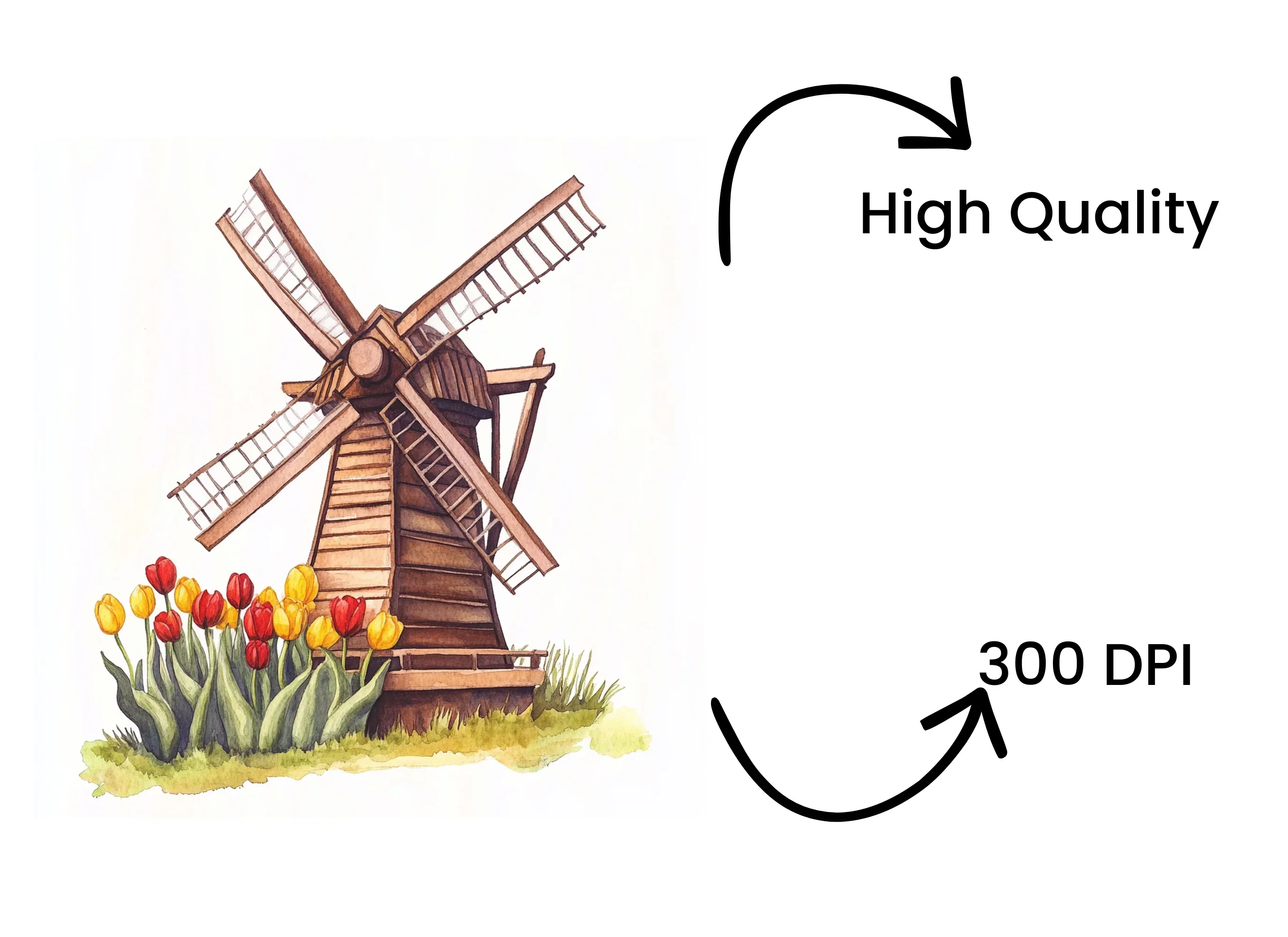 Windmills and Tulips Clipart Bundle - Image 4