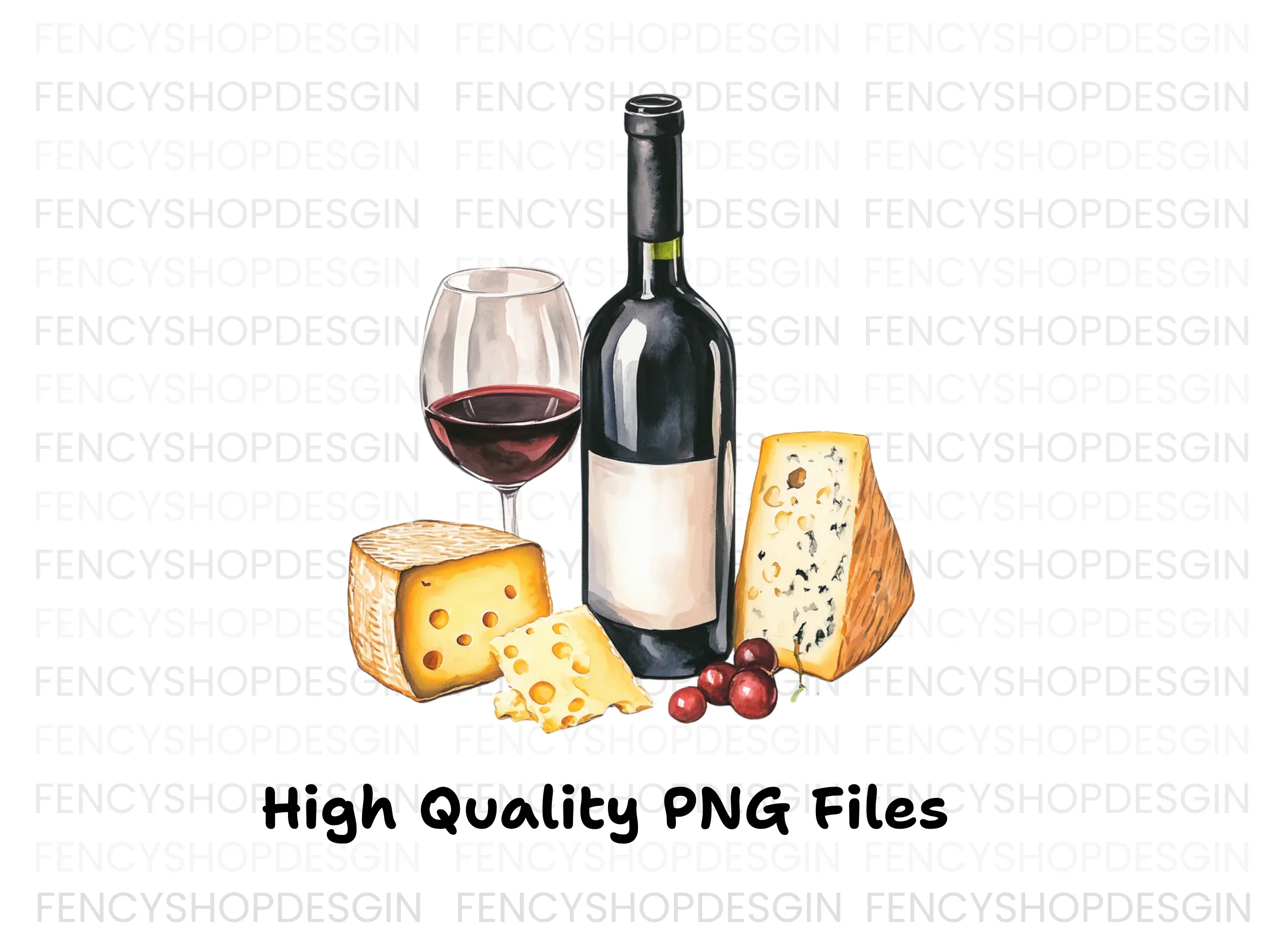 Wine and Cheese Pairing Clipart Bundle - Image 2