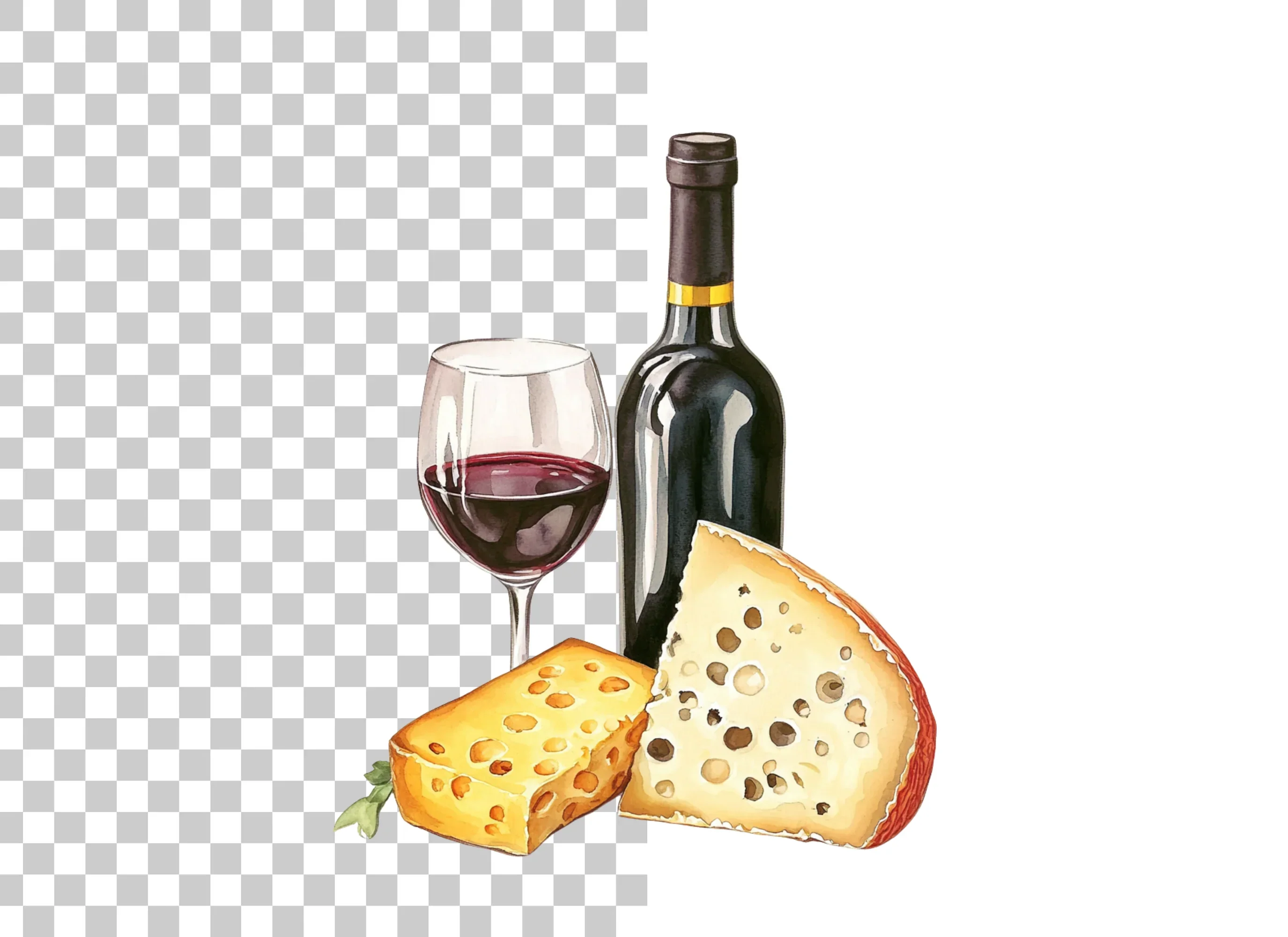 Wine and Cheese Pairing Clipart Bundle - Image 6