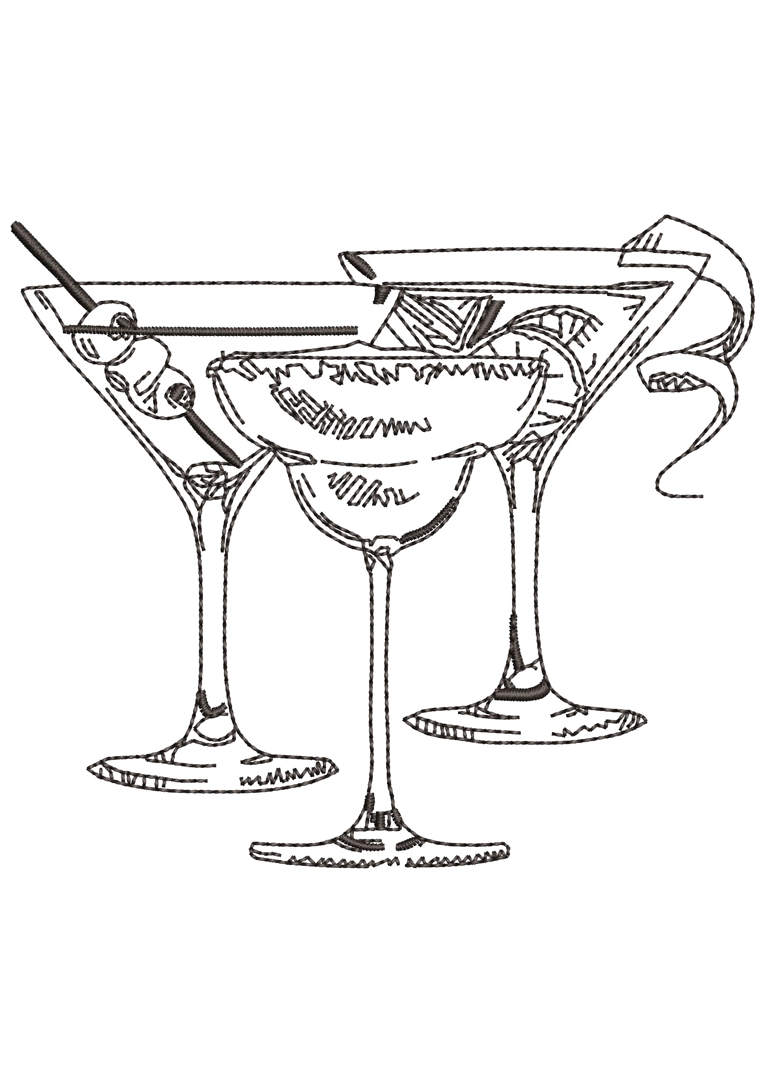 Wine Drink Embroidery Design