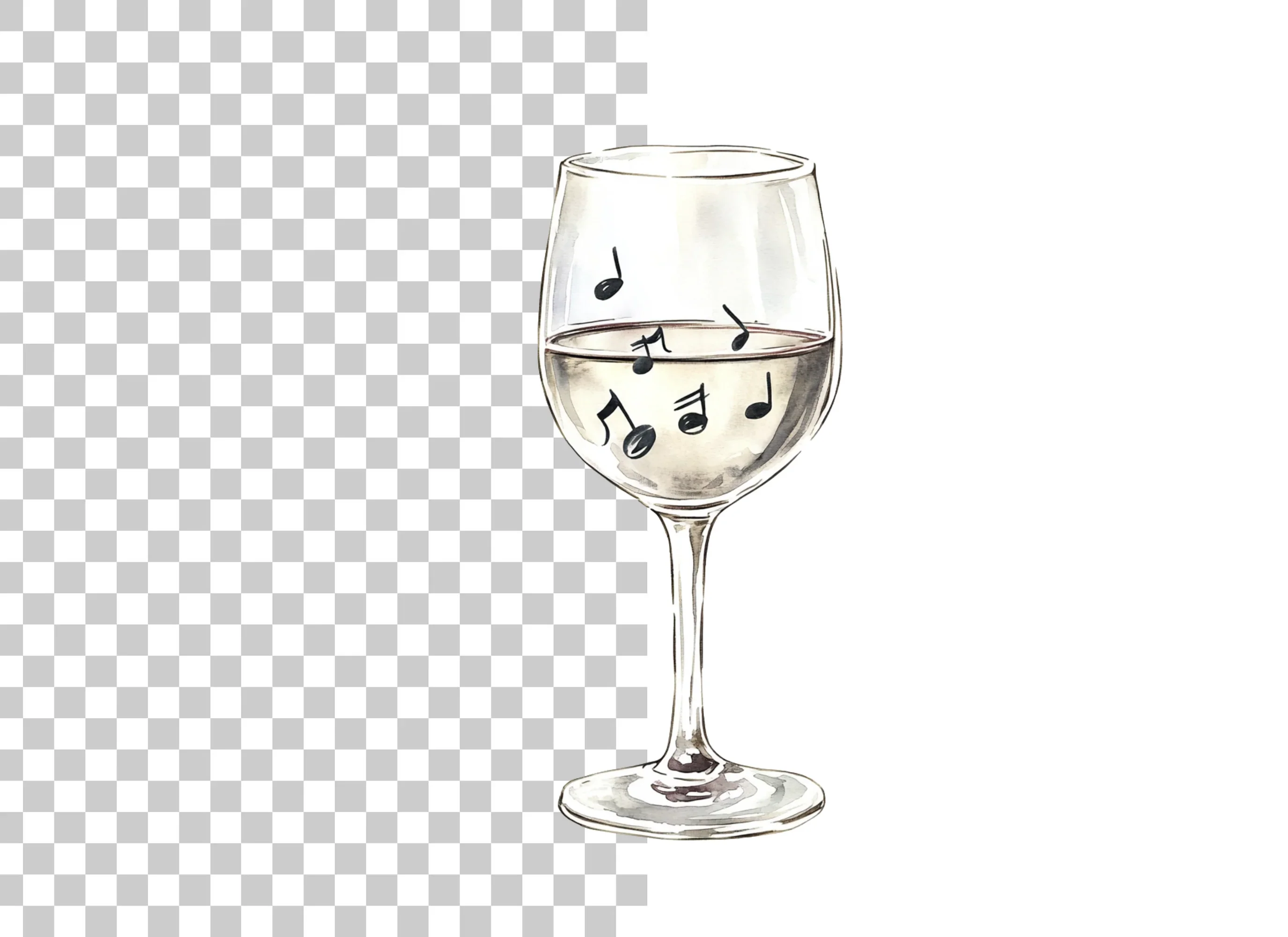 Wine Glasses with Musical Notes Clipart Bundle - Image 2
