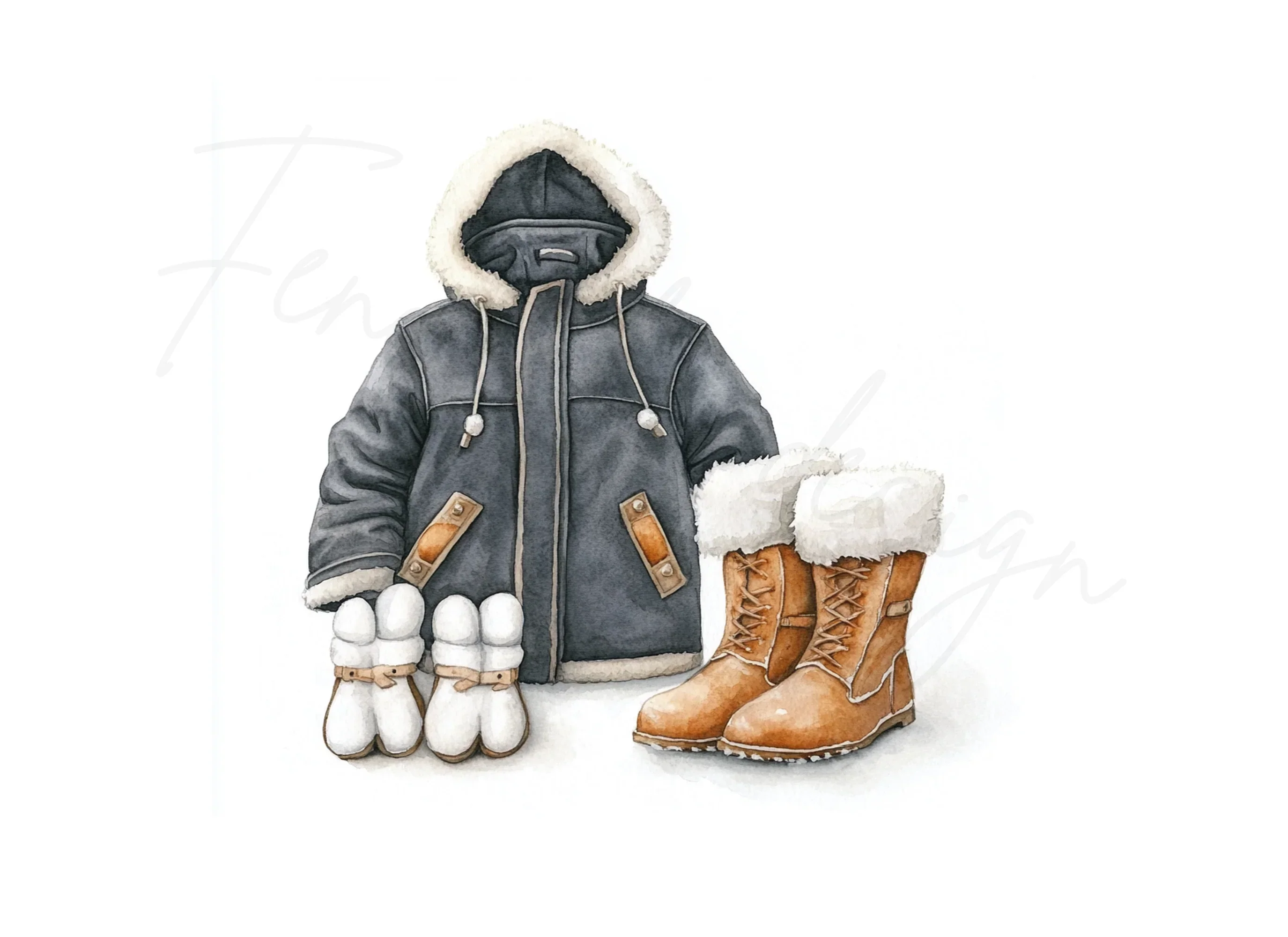 Winter Apparel and Boots Clipart Bundle - Image 3