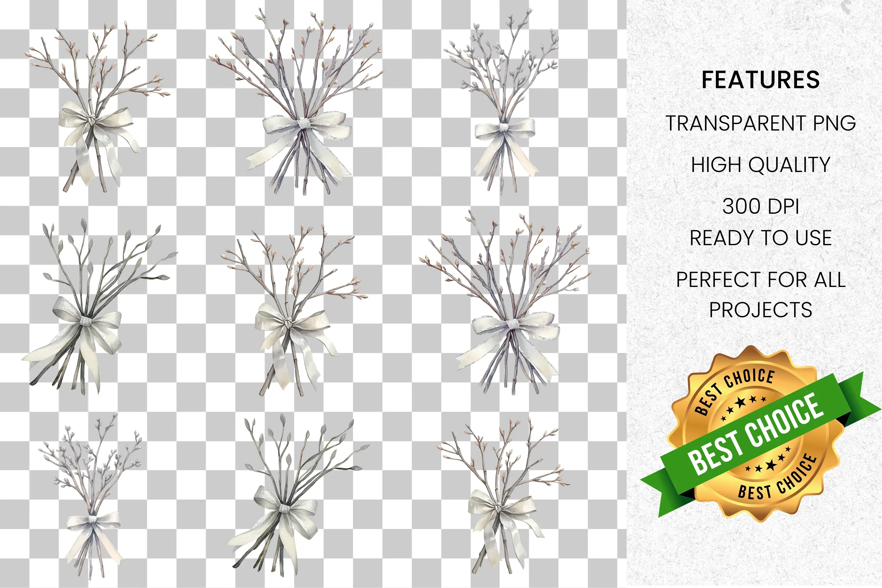 Winter Branches Clipart Bundle - Image 7