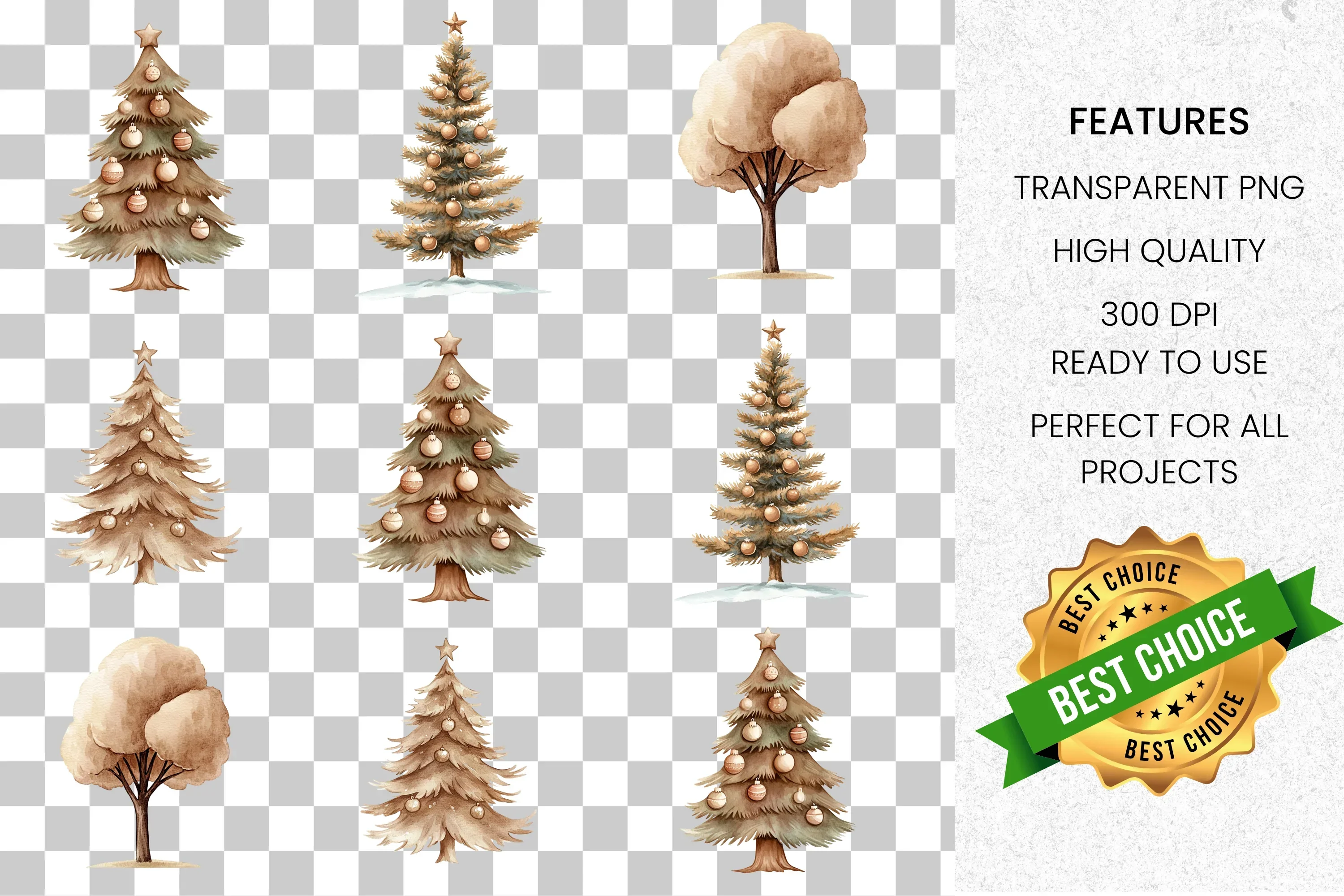 Winter Christmas Trees Clipart Bundle - Image 8