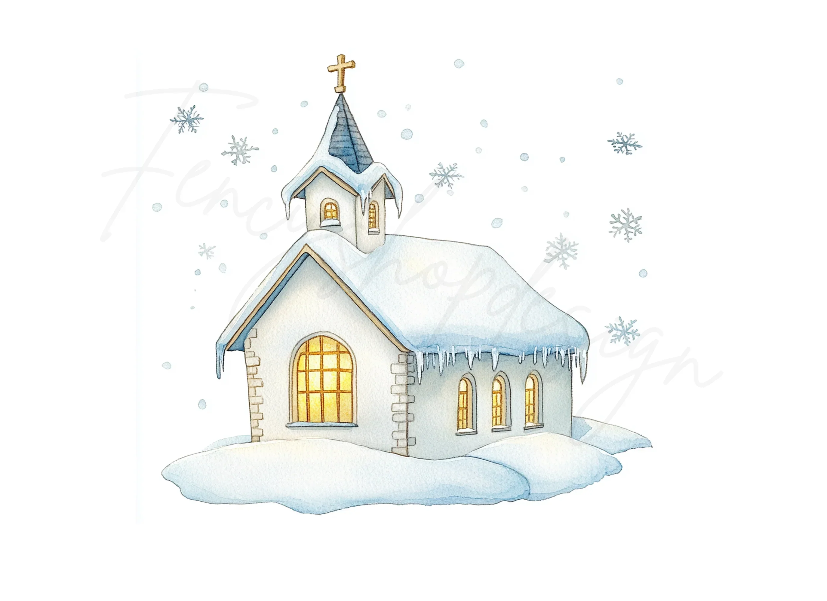 Winter Church Clipart Bundle - Image 3