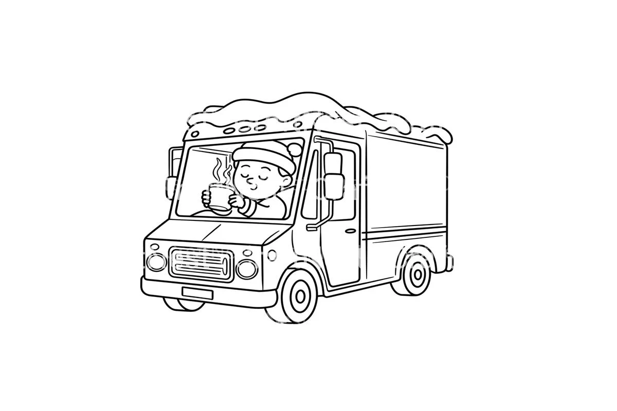 Winter Delivery TruckFun Coloring Books - Image 2