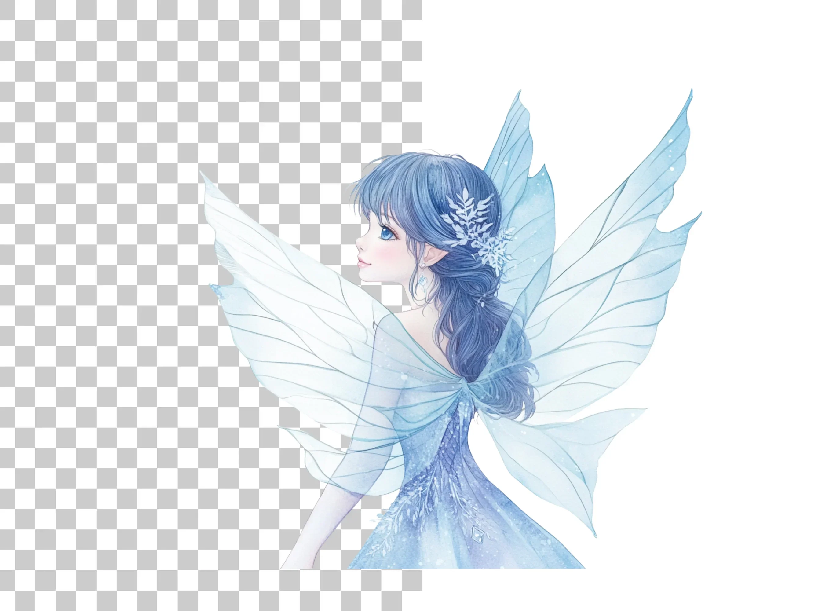 Winter Fairy Blue Dress Clipart Bundle - Image 6