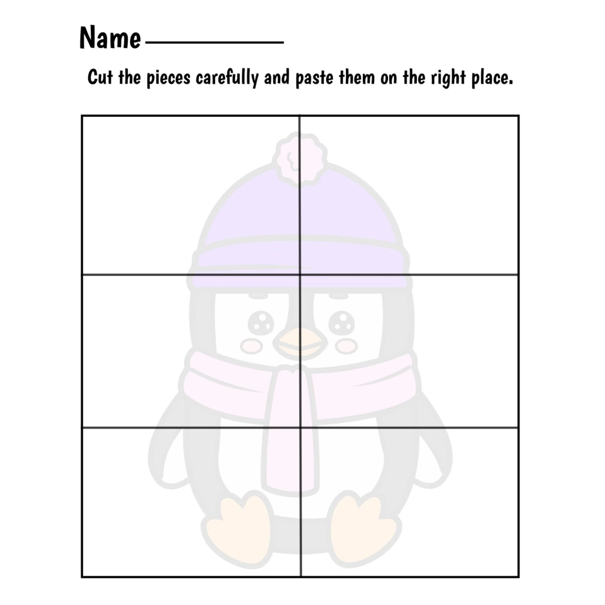 Winter Fine Motor Puzzles Cut and Paste Activities