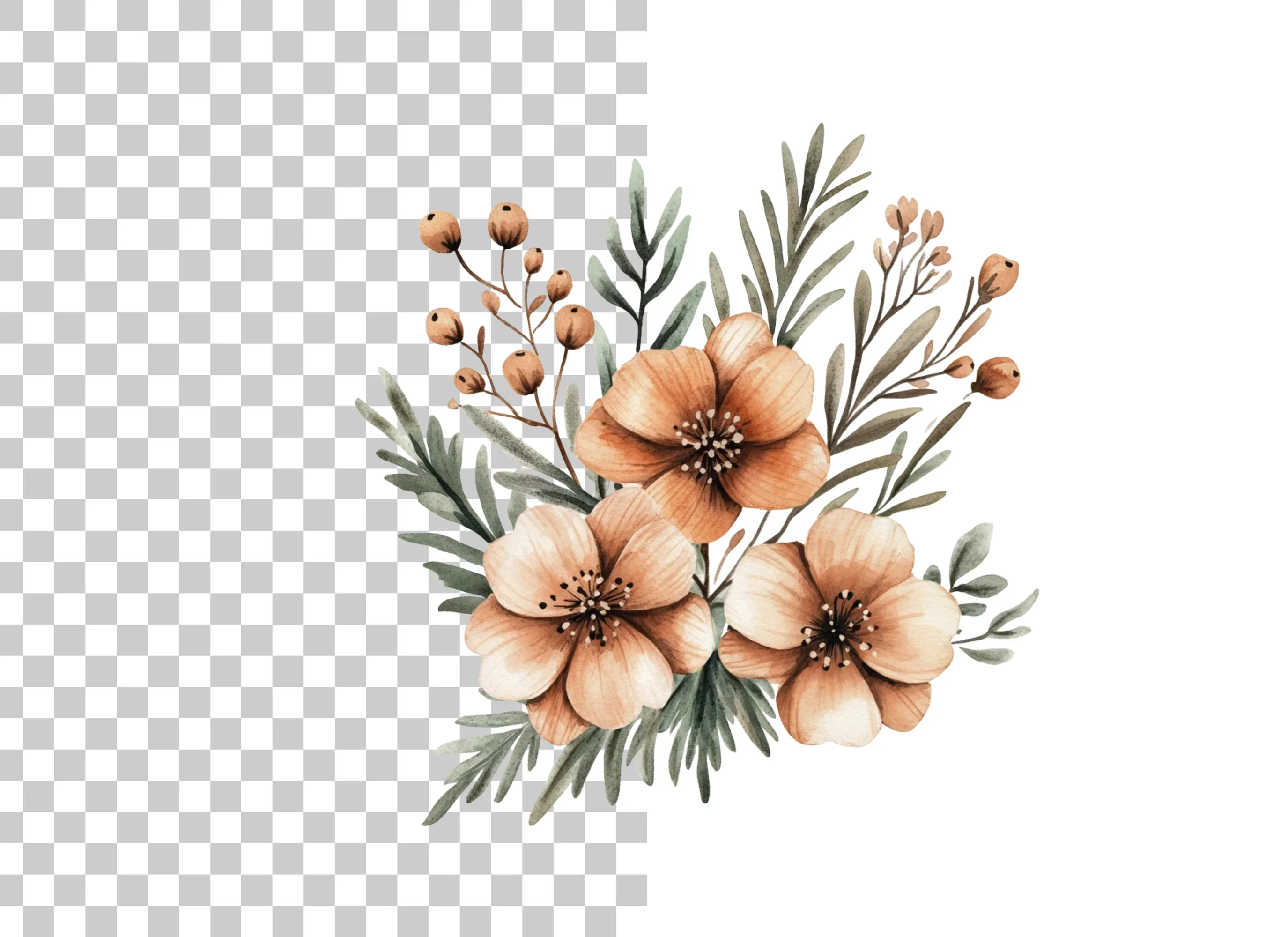 Winter Floral Pine Clipart Bundle - Image 6