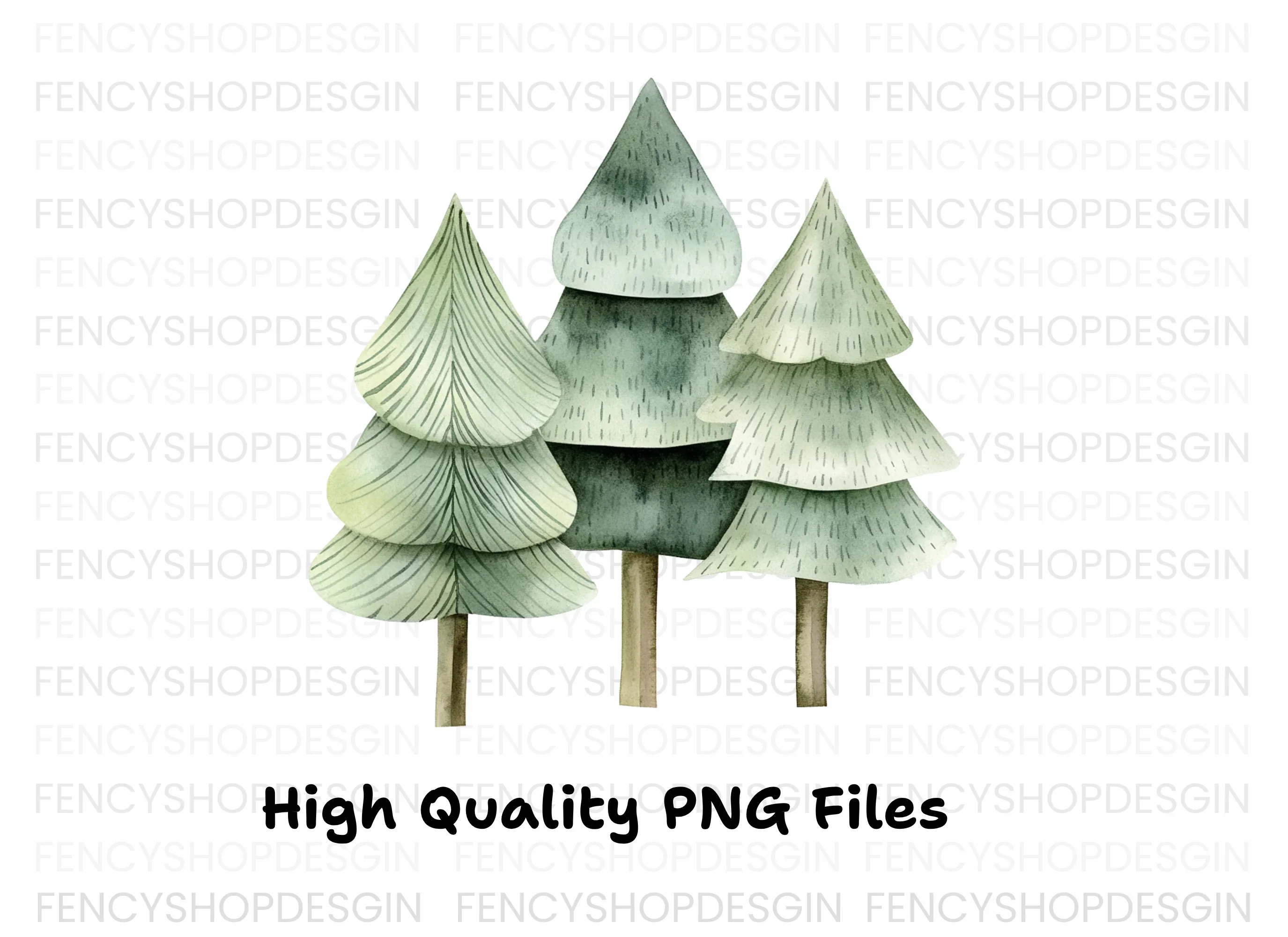 Winter Forest Pine Tree Clipart Bundle - Image 3