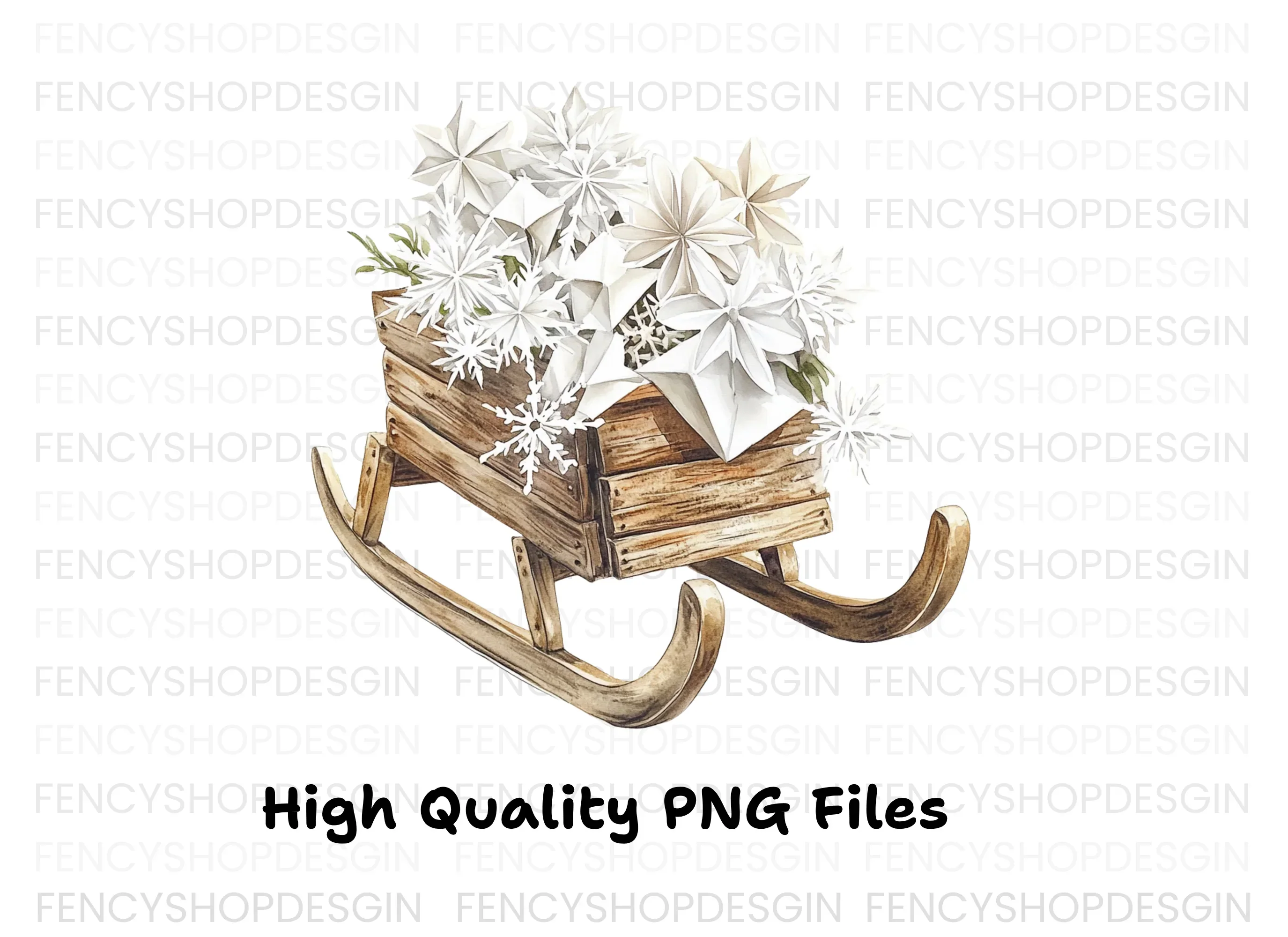 Winter Sleigh with Snowflakes Clipart Bundle - Image 2