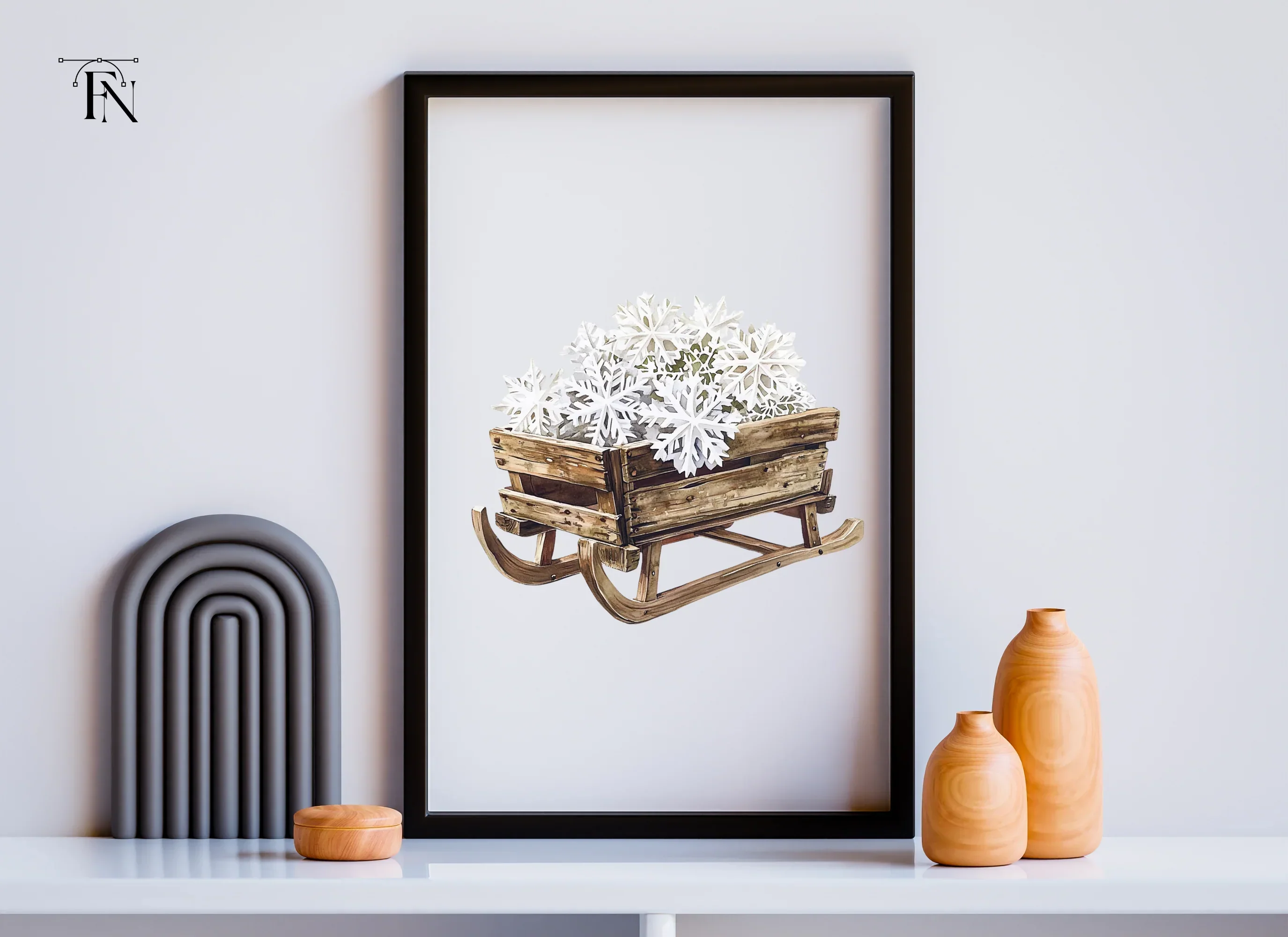 Winter Sleigh with Snowflakes Clipart Bundle - Image 4