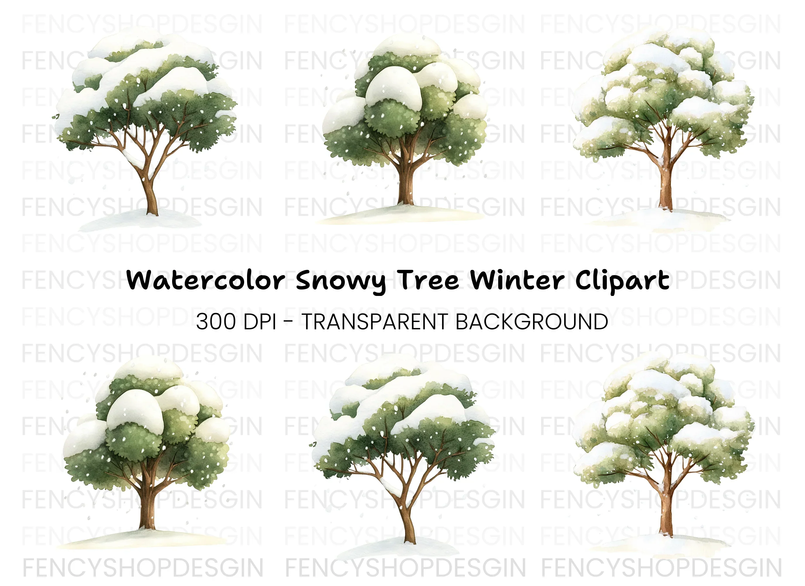 Winter Trees Clipart Bundle