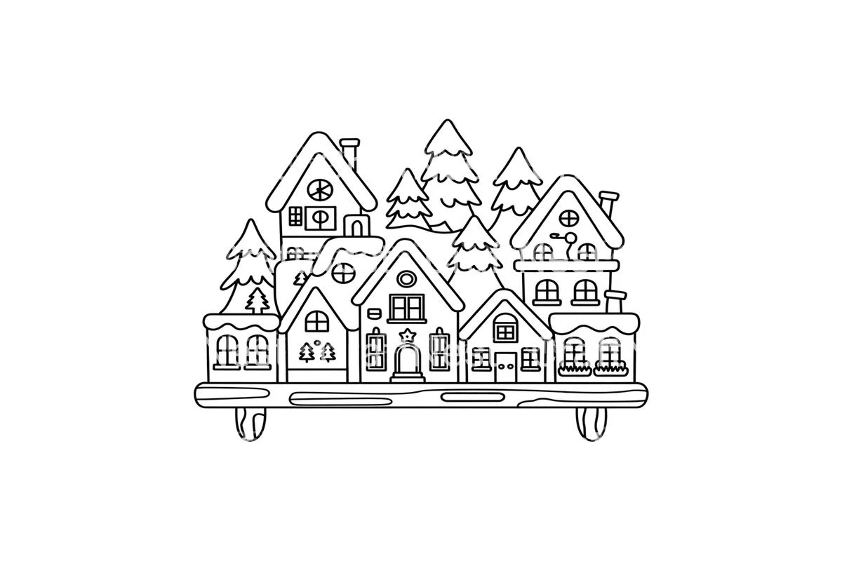 Winter Village Houses Coloring Books - Image 3