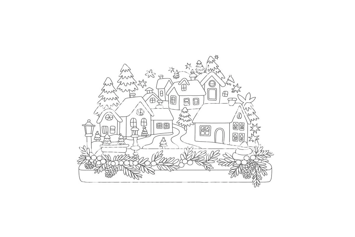 Winter Village Houses Coloring Books - Image 4