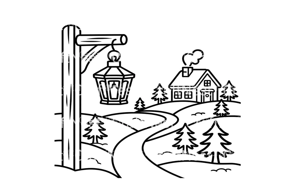 Winter Village Scene Coloring Books - Image 3