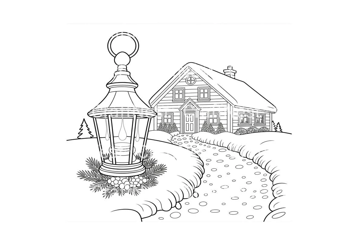 Winter Village Scene Coloring Books - Image 4