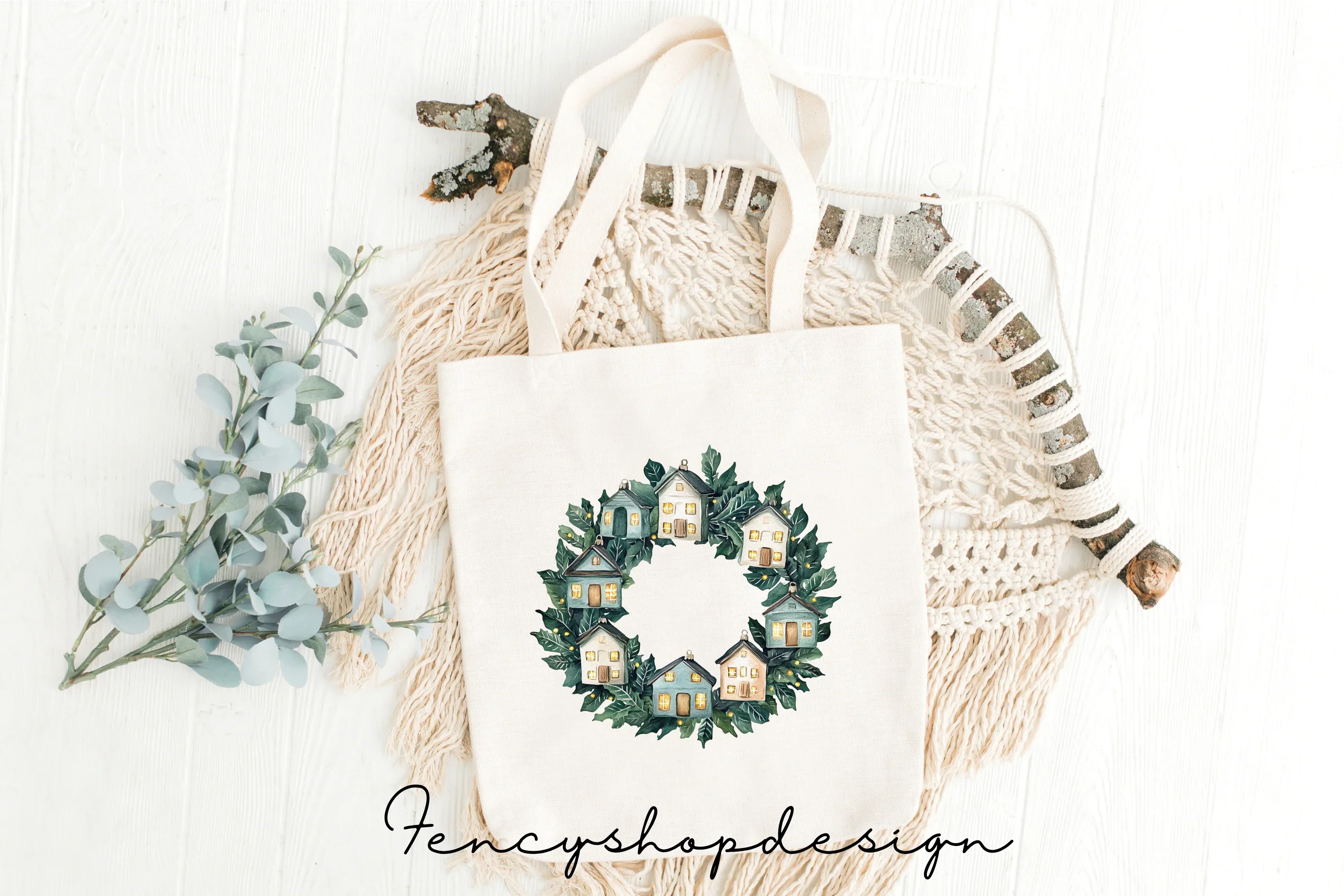 Winter Village Wreath Clipart Bundle - Image 2