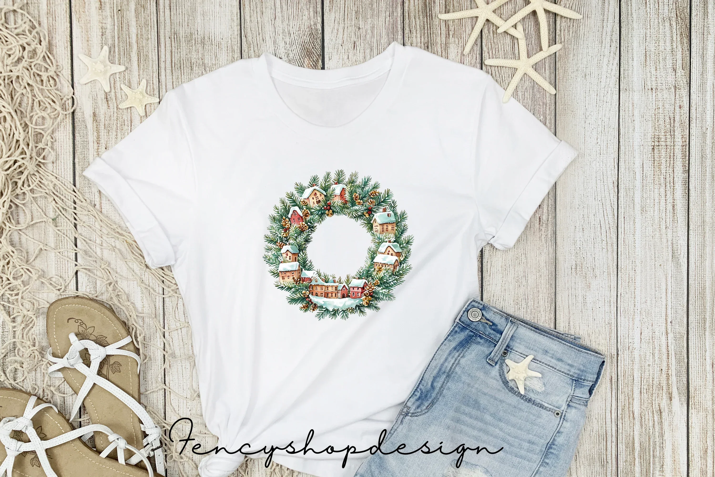 Winter Village Wreath Clipart Bundle - Image 5