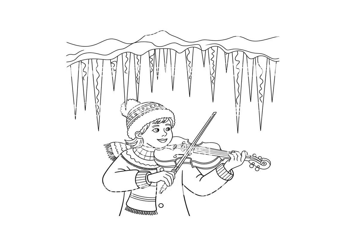 Winter ViolinistFun Coloring Books - Image 2