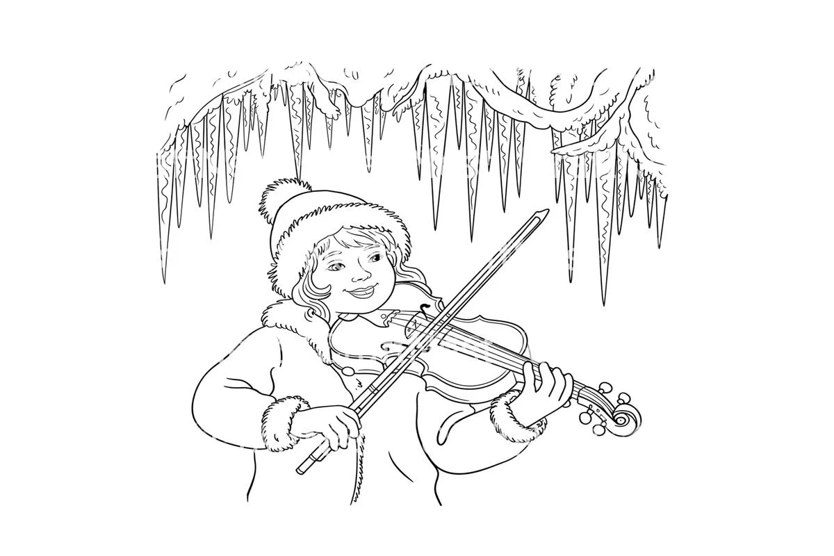 Winter ViolinistFun Coloring Books - Image 4