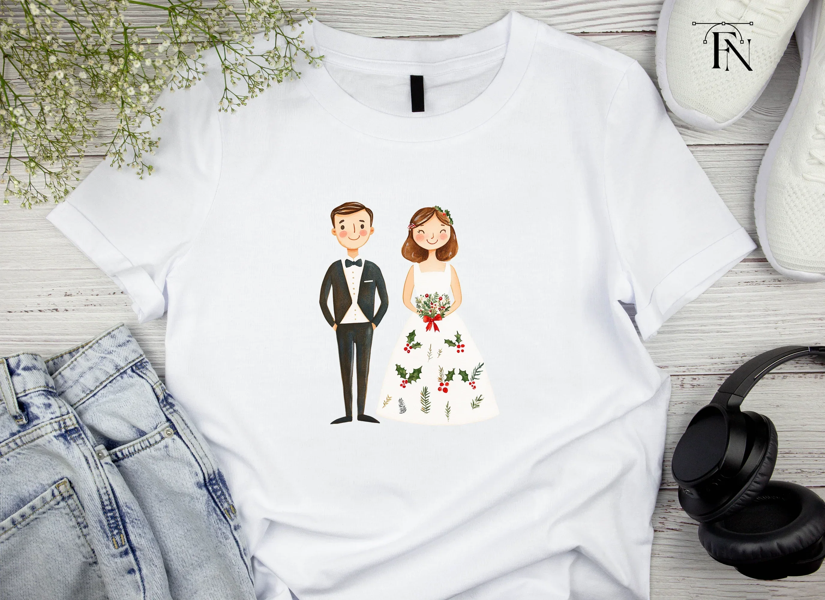 Winter Wedding Couple Clipart Bundle - Image 4