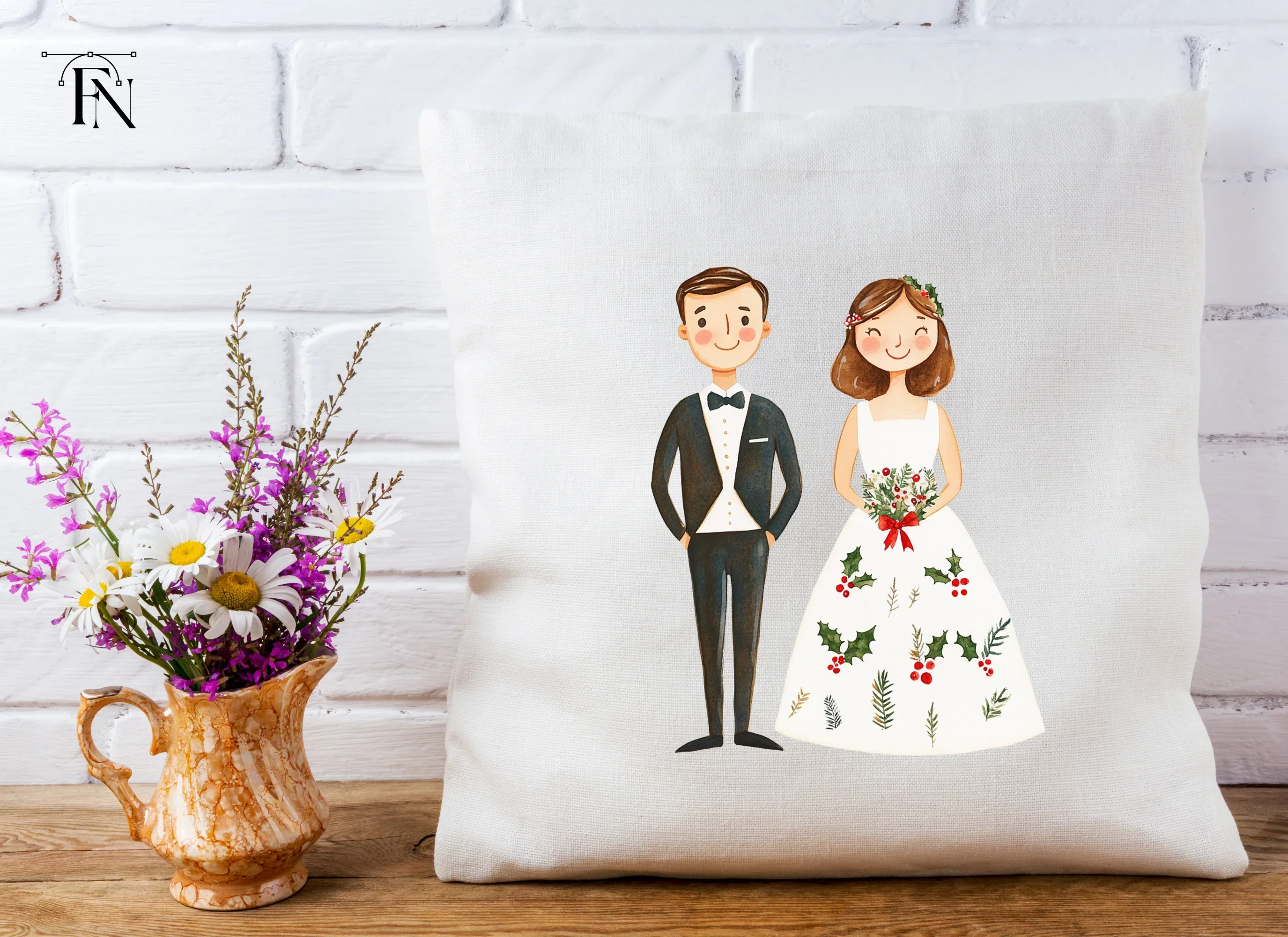 Winter Wedding Couple Clipart Bundle - Image 5