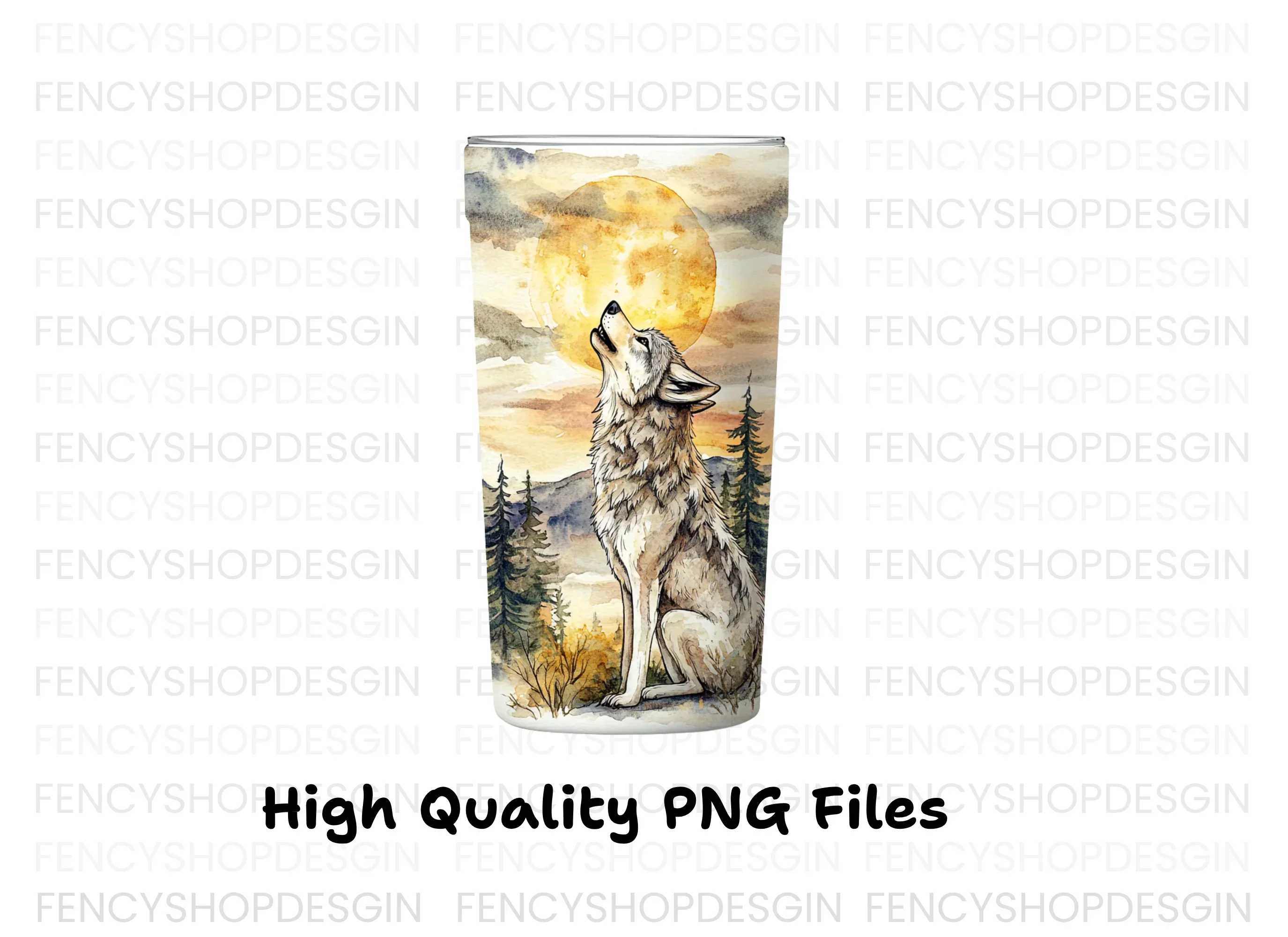Wolf Howling at Moon Clipart Bundle - Image 2
