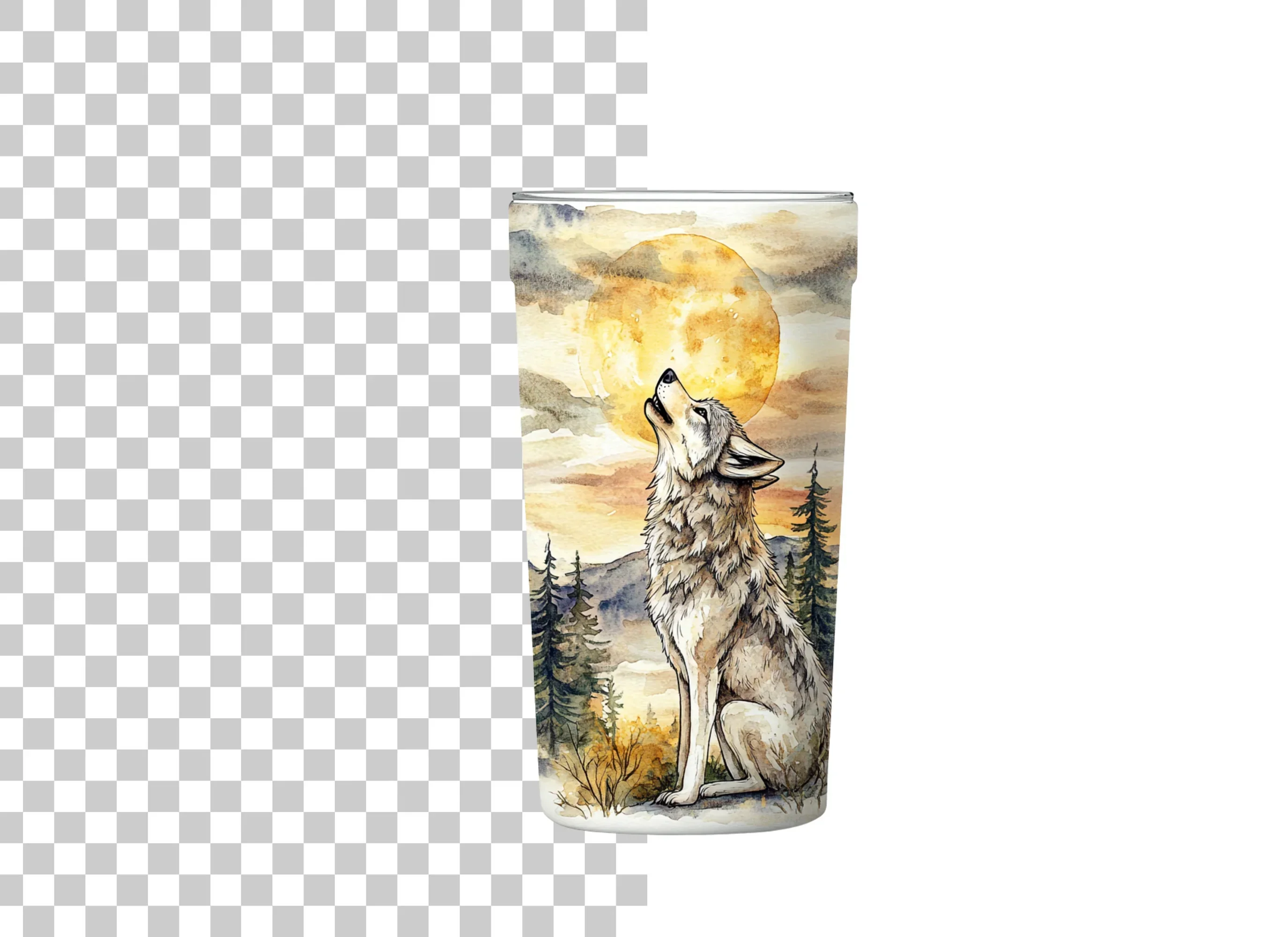 Wolf Howling at Moon Clipart Bundle - Image 6