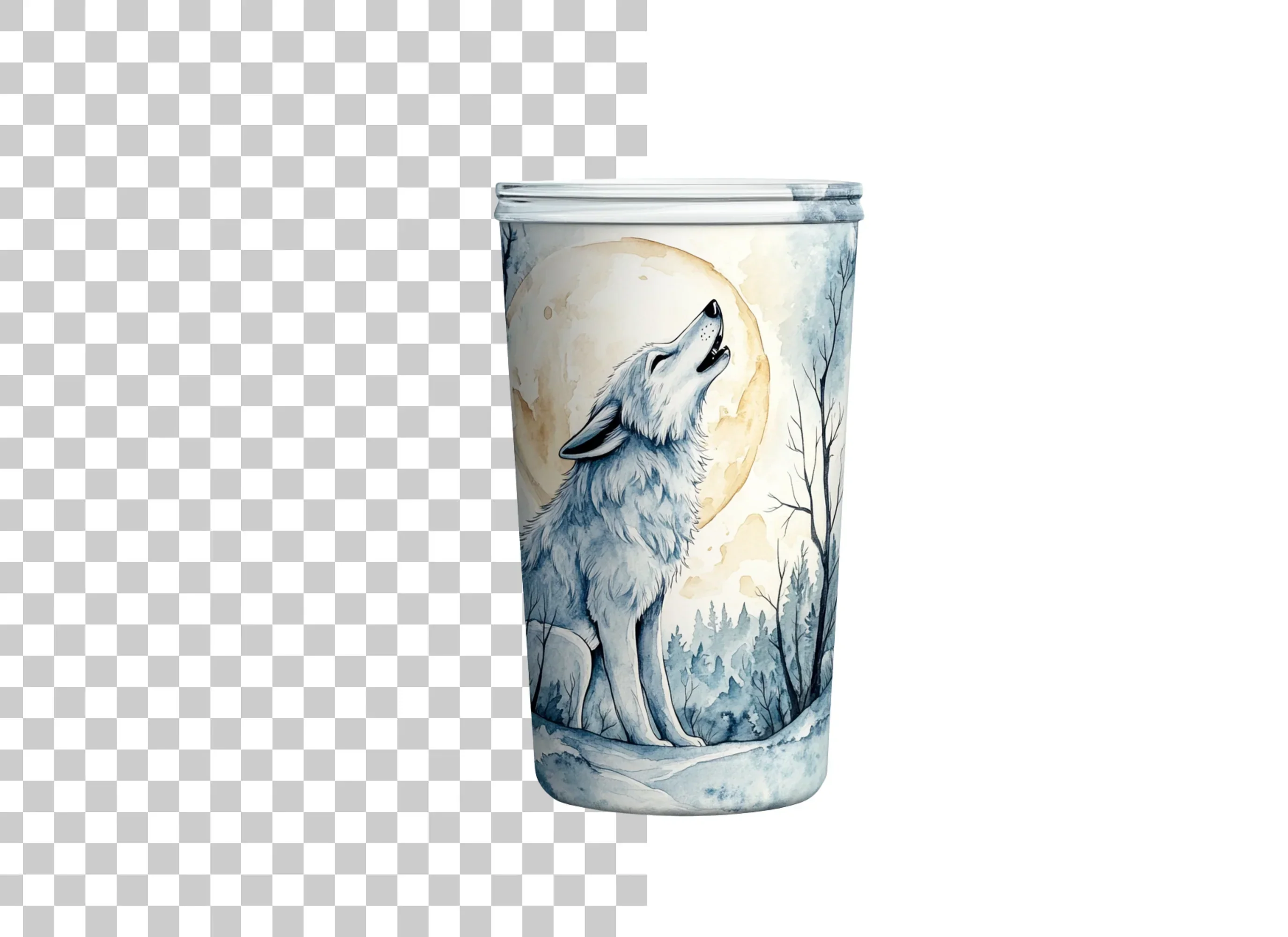 Wolf Howling at Moon Clipart Bundle - Image 2