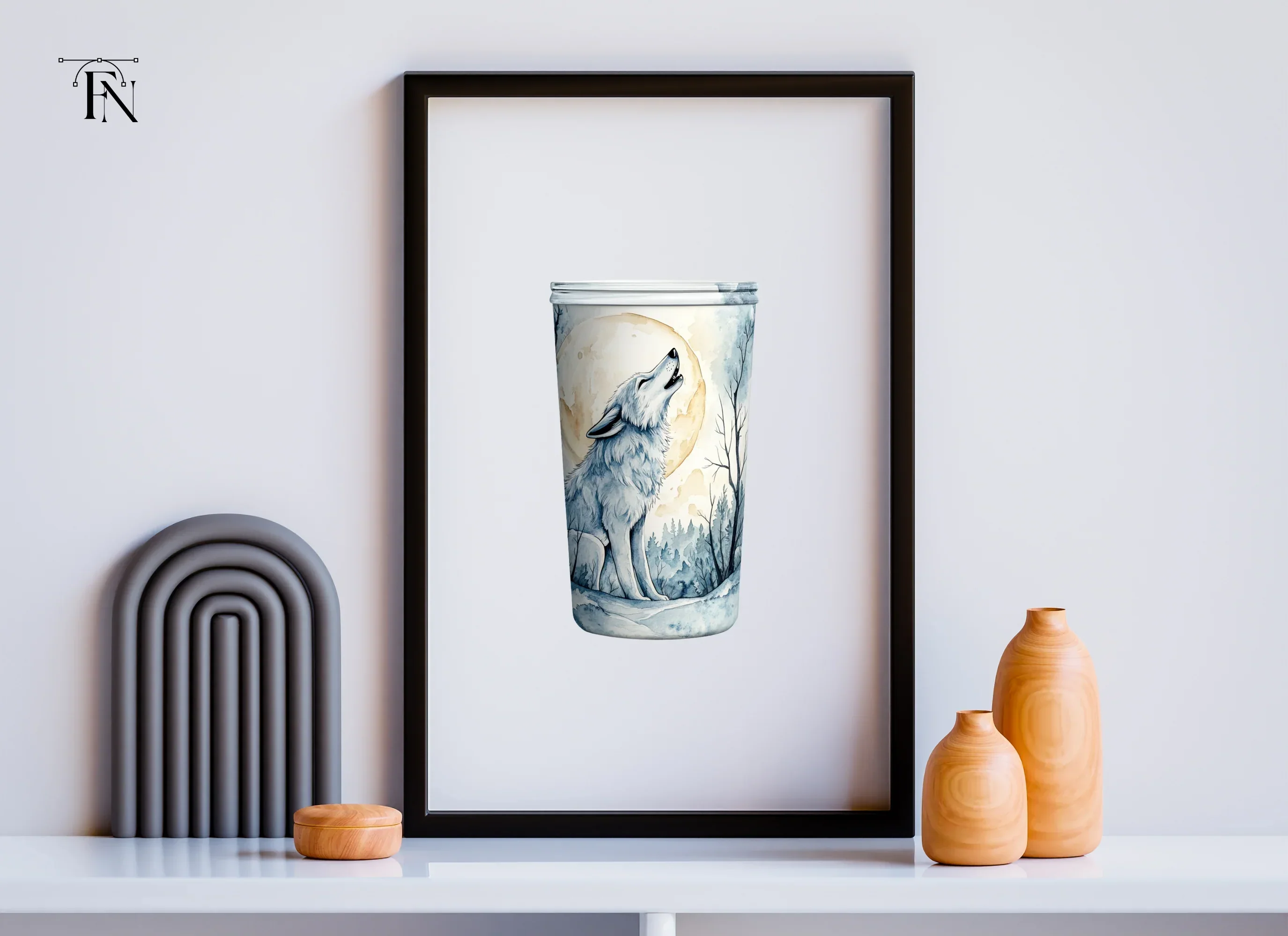 Wolf Howling at Moon Clipart Bundle - Image 6