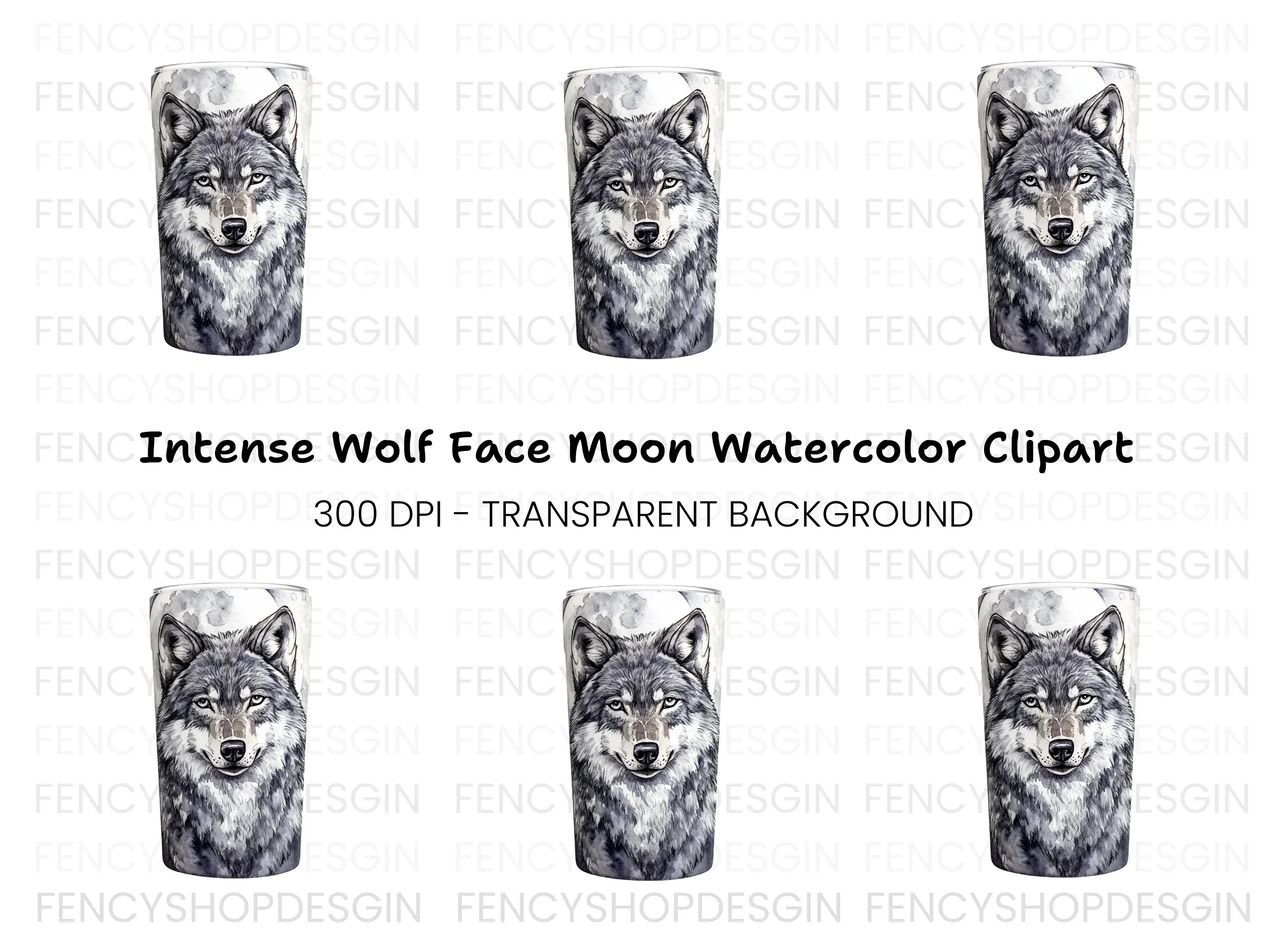 Wolf Tumbler Clipart Bundle