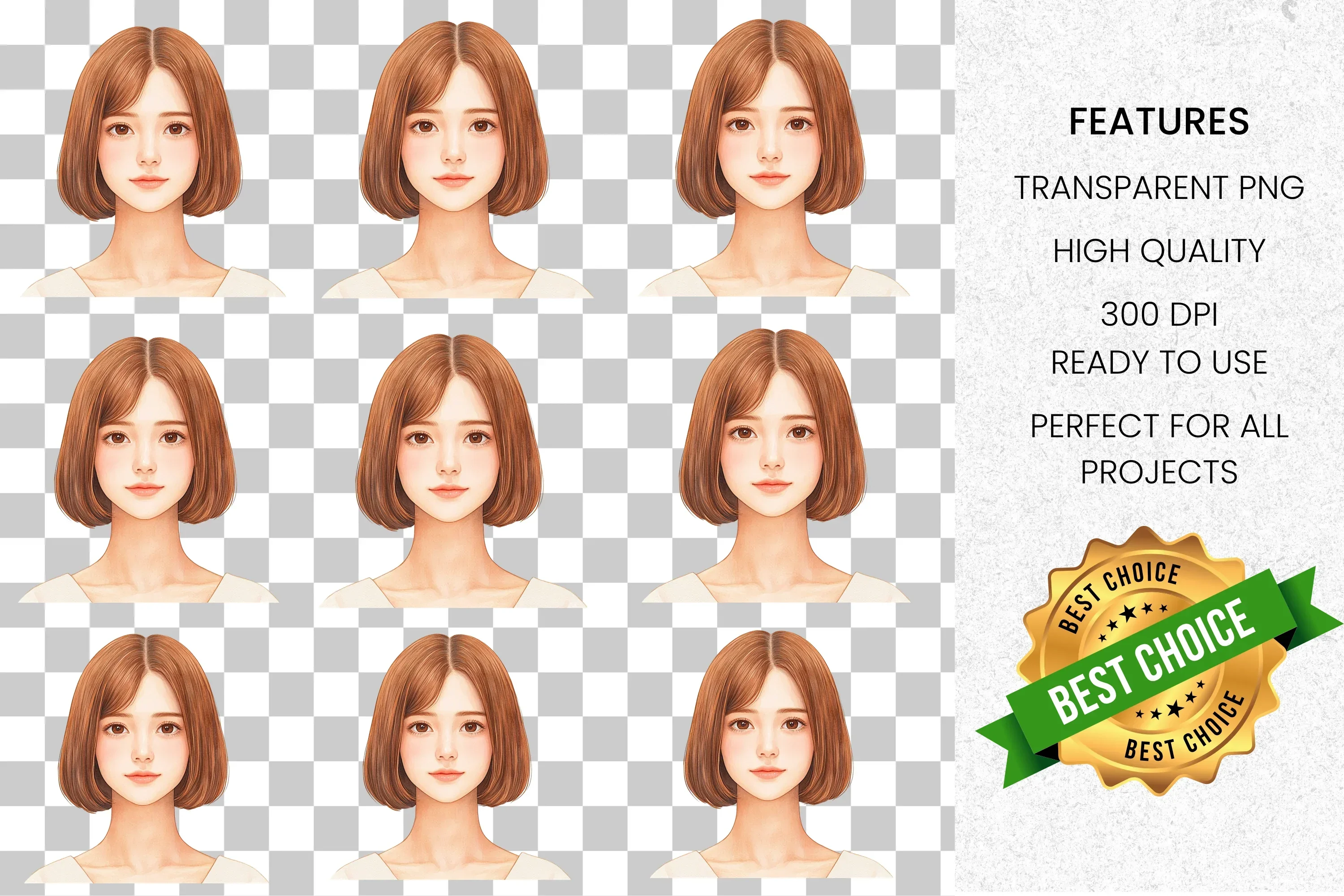 Woman Portrait Clipart Bundle - Image 8