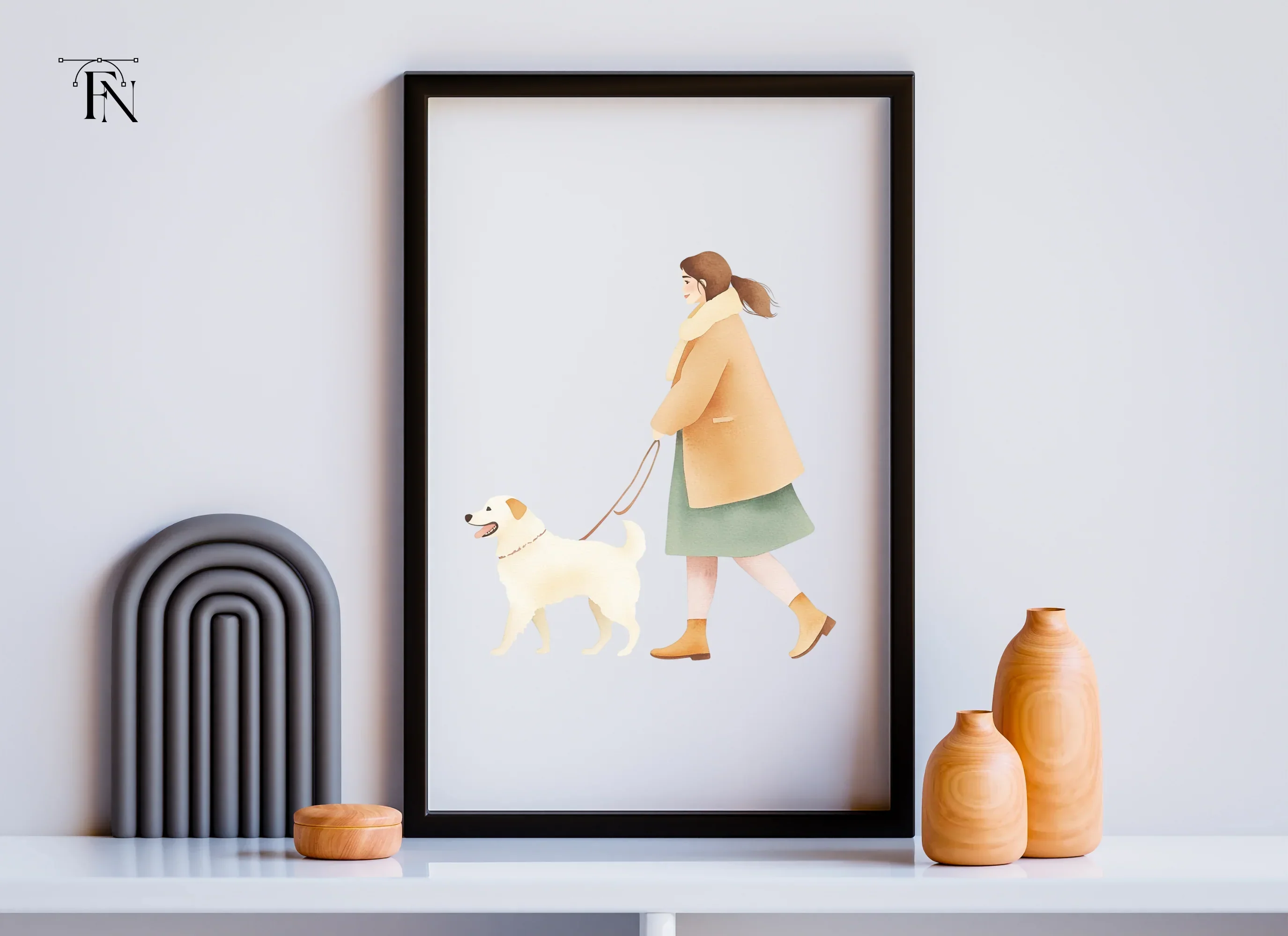 Woman Walking Dog Illustration Clipart Bundle - Image 6