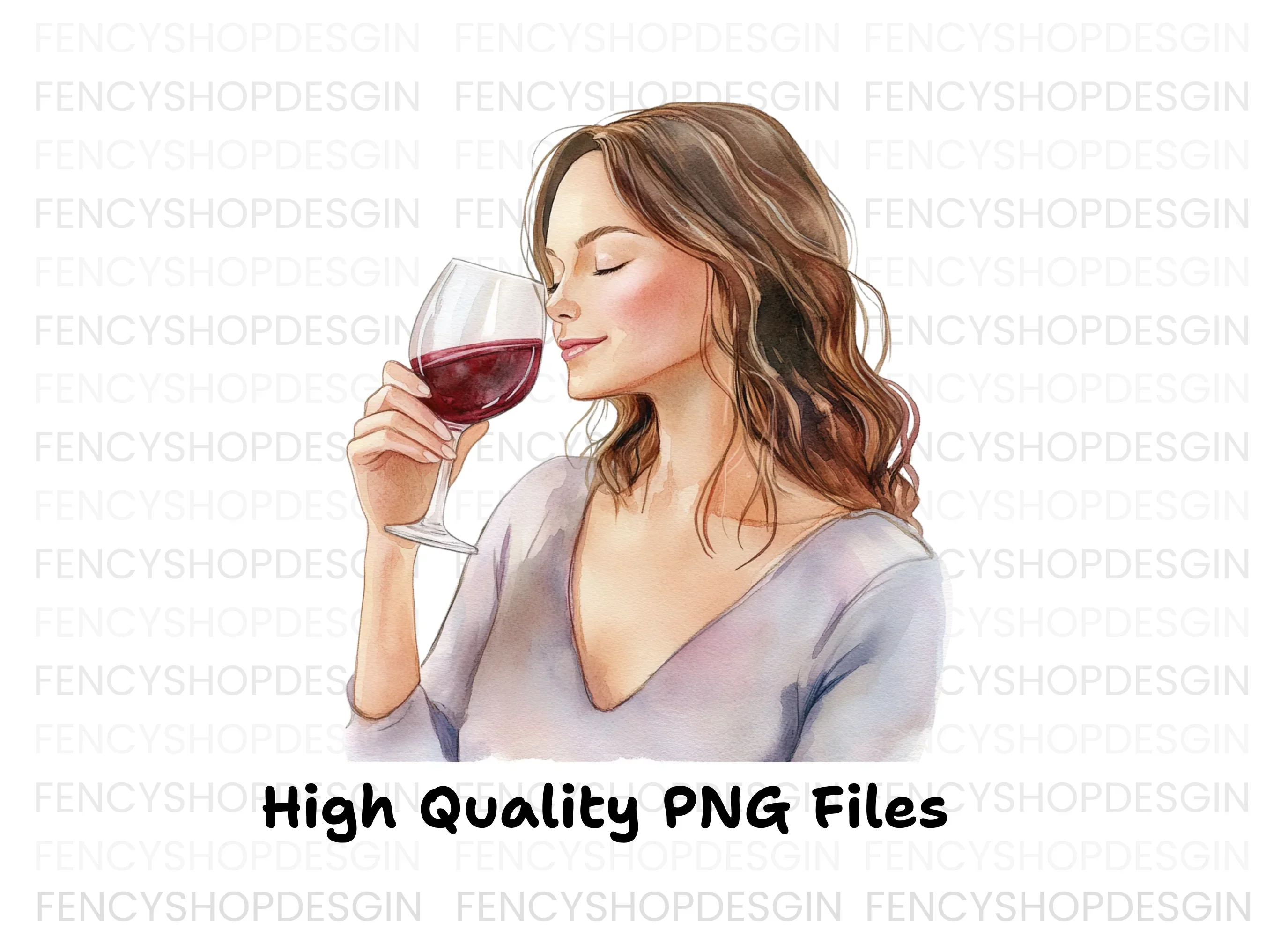 Women Savoring Red Wine Clipart Bundle - Image 3