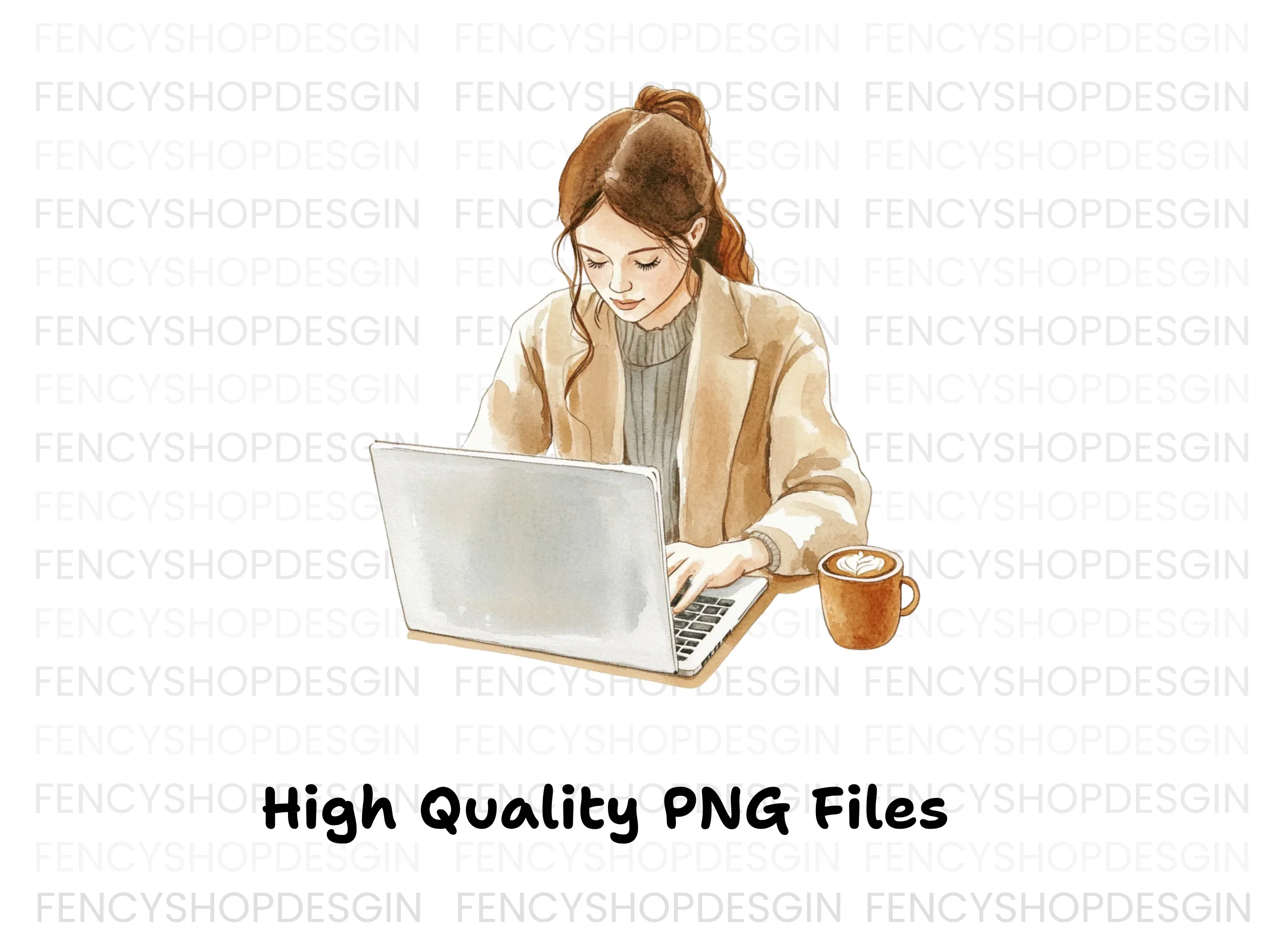 Women Working on Laptop Clipart Bundle - Image 2