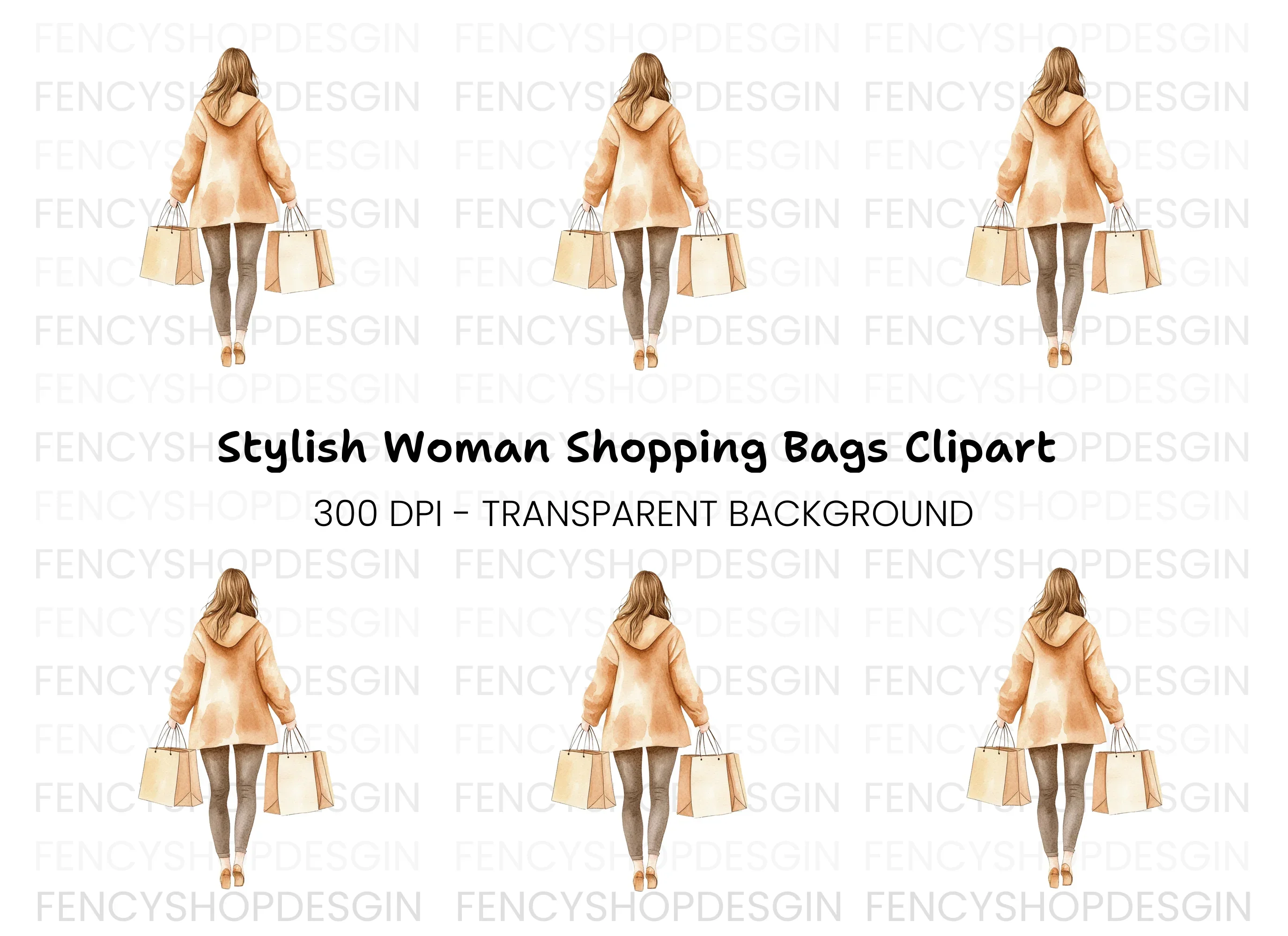 Women's Shopping Clipart Bundle