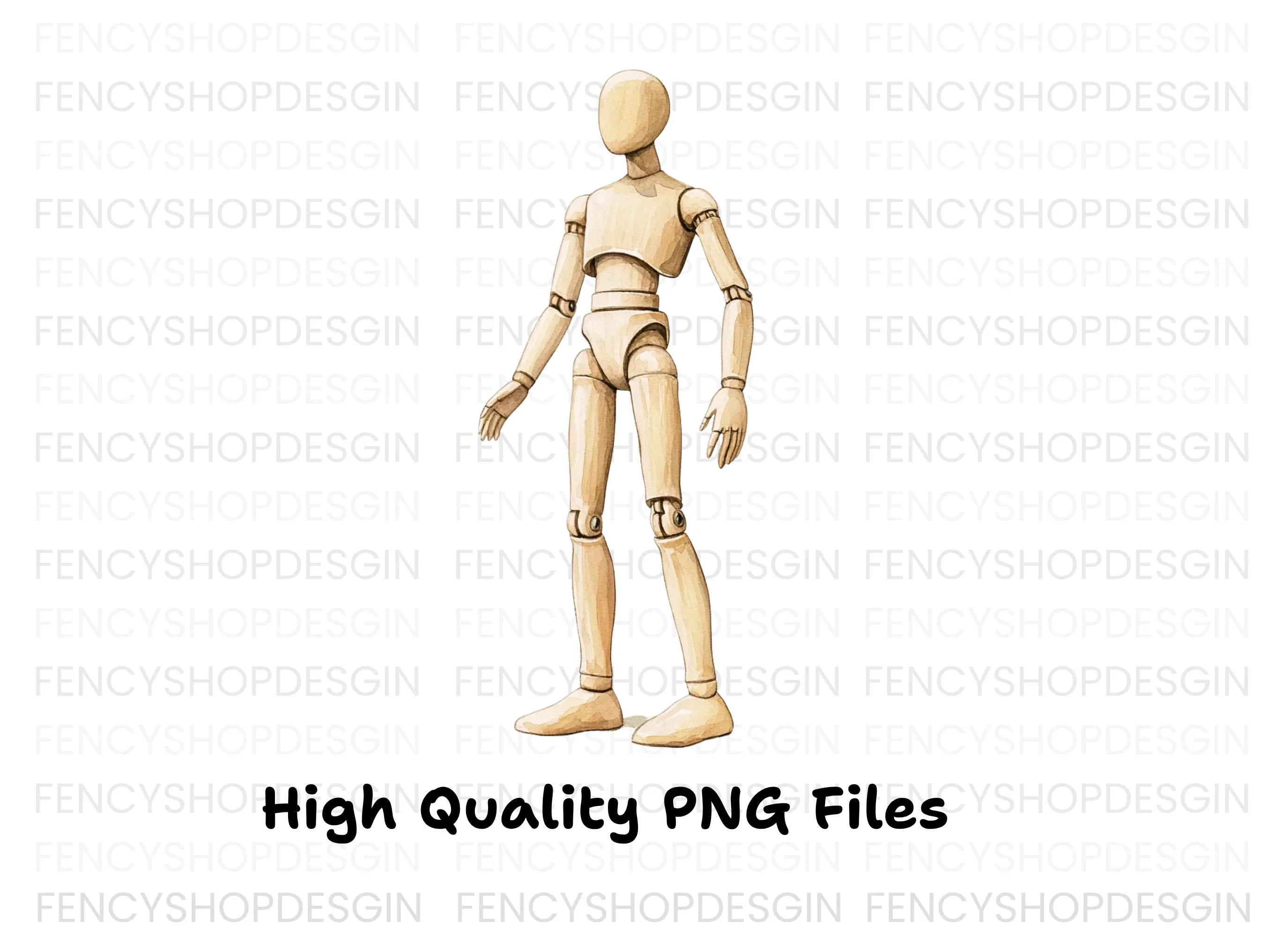 Wooden Mannequin Pose Figure Clipart Bundle - Image 2